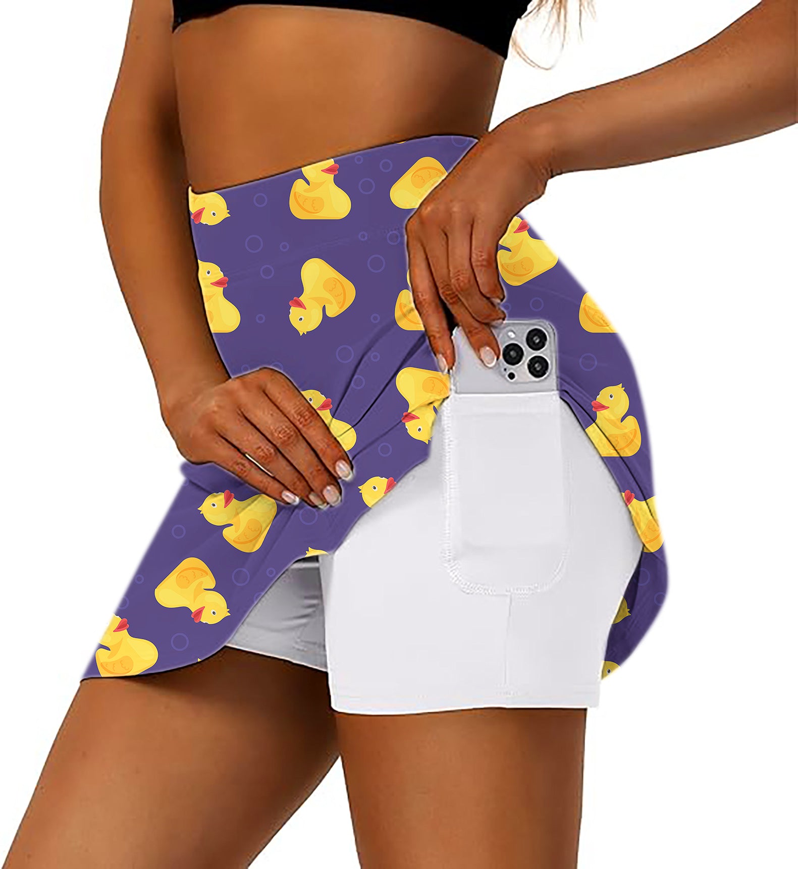 Women's Yellow duck Golf Skirts Inner Shorts Pocket