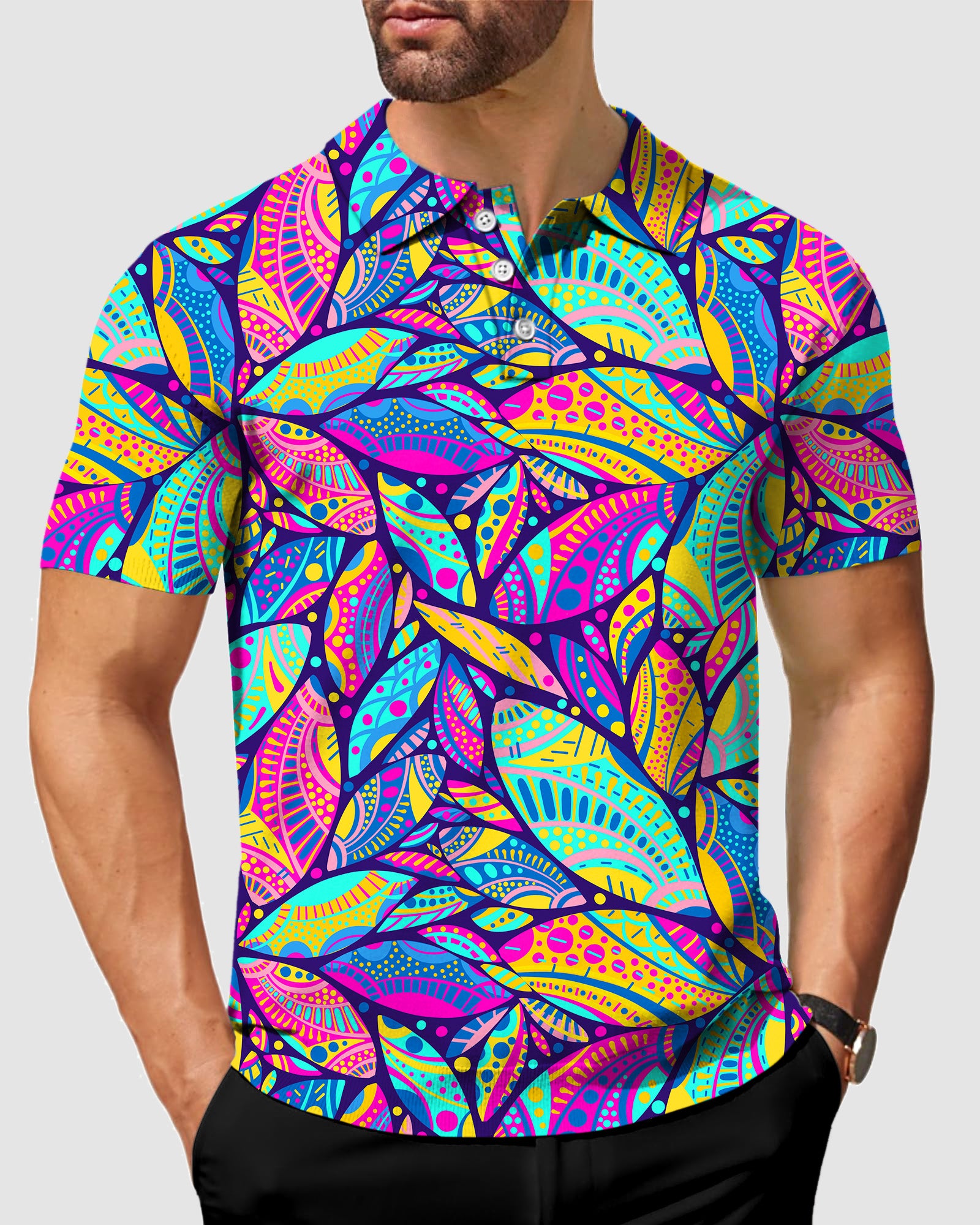 men's golf magic mushroom polo