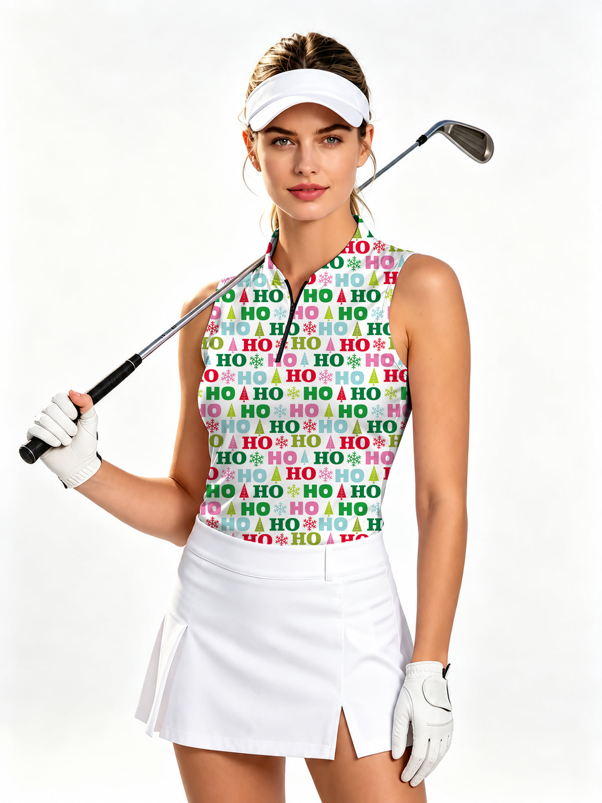Christmas HO Women's Golf Long Sleeve Zipper Dresses Comes with separate matching shorts