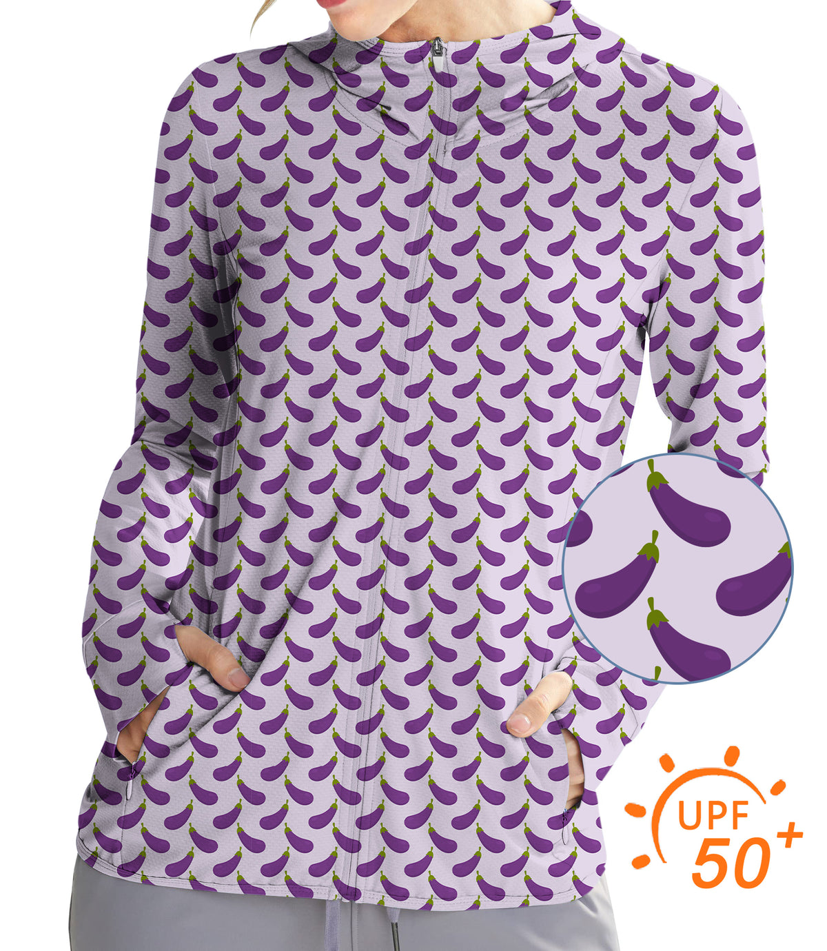 Women's Outdoor Purple eggplant Golf Sun Protection Slim Fit zip hoodies
