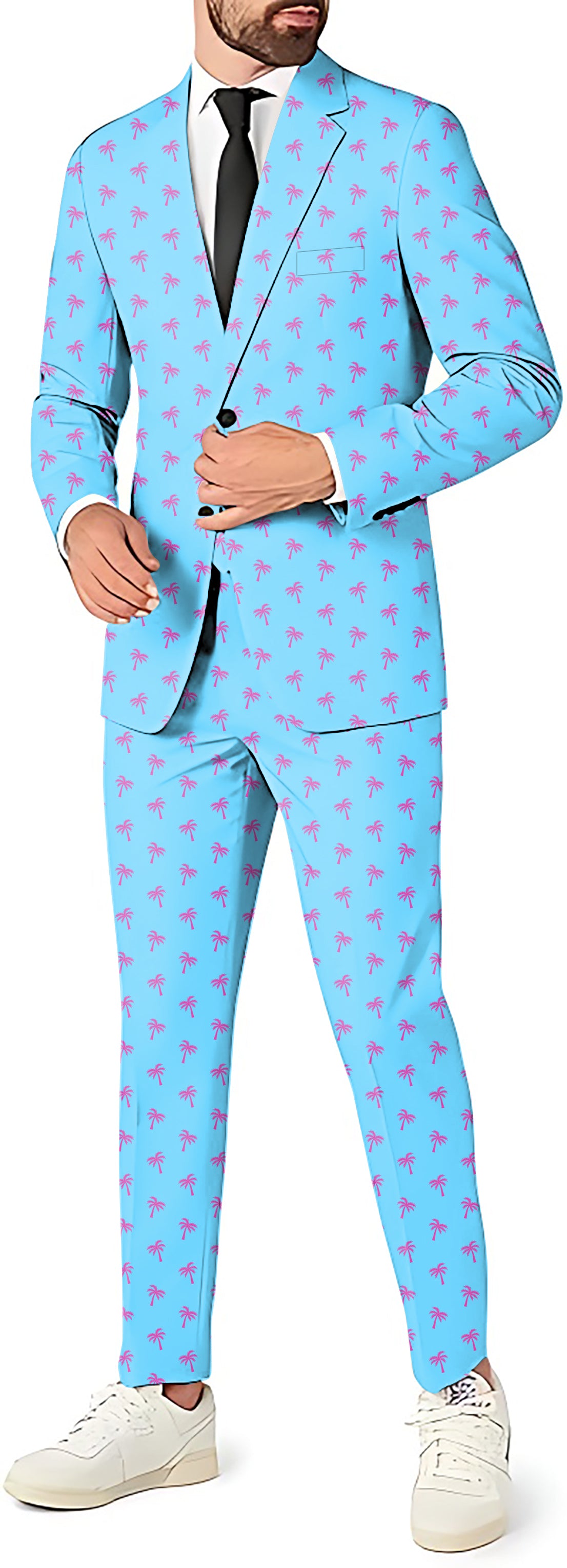 Pink Palm Trees Men's Party Costumes-Theme Party 2 or 3pcs Suit set-Blazer Pants & Vest