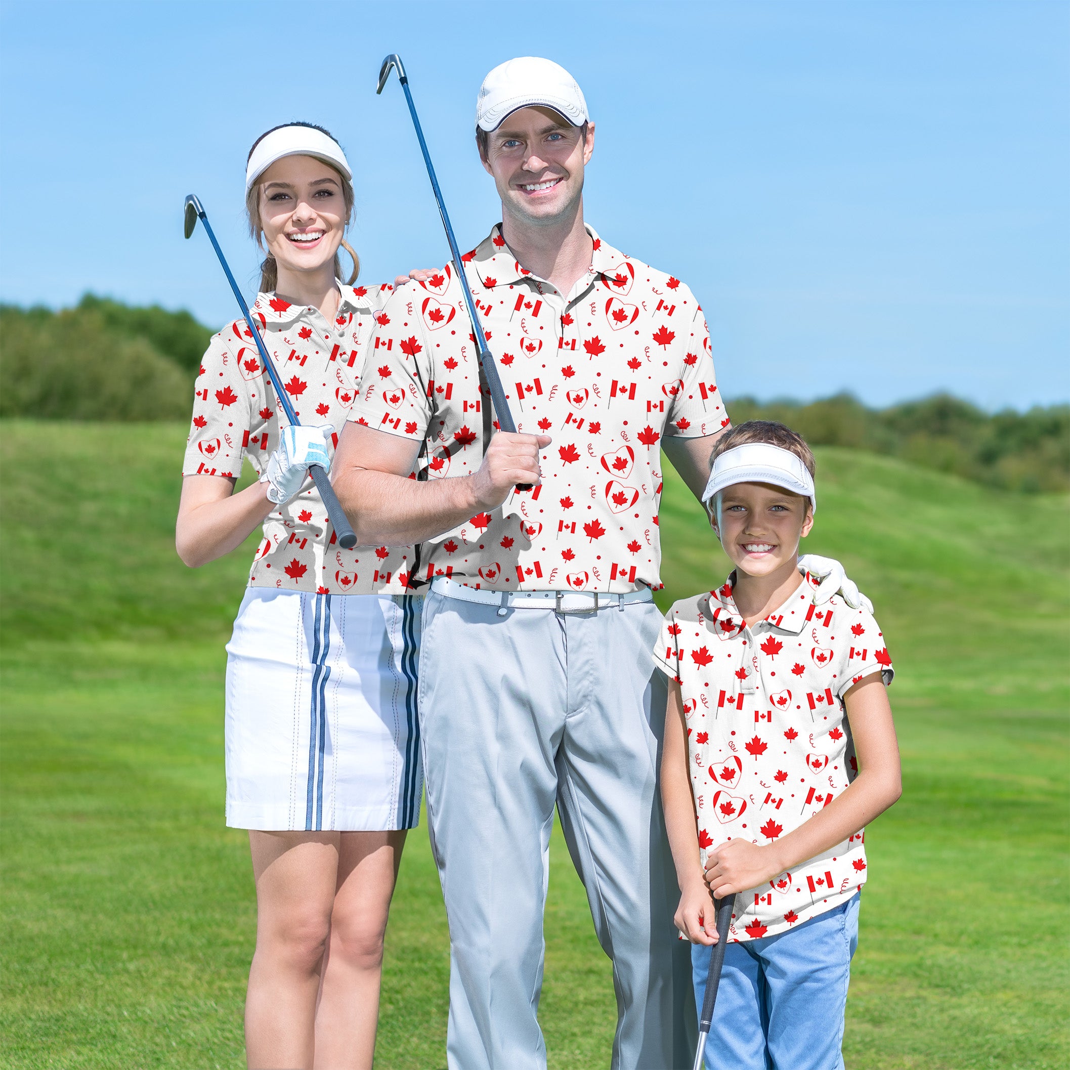 Family Canadian Patriotic Flag set Golf Championship Trophy tournament