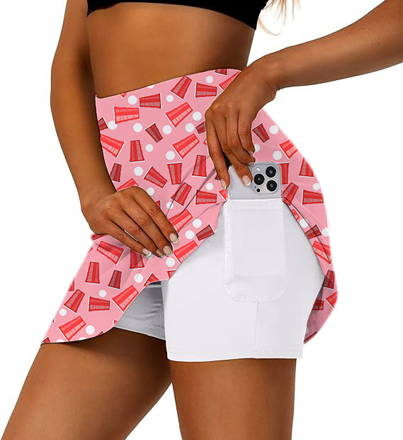 Women's Drinkers Cup Golf Skirts Inner Shorts Pocket