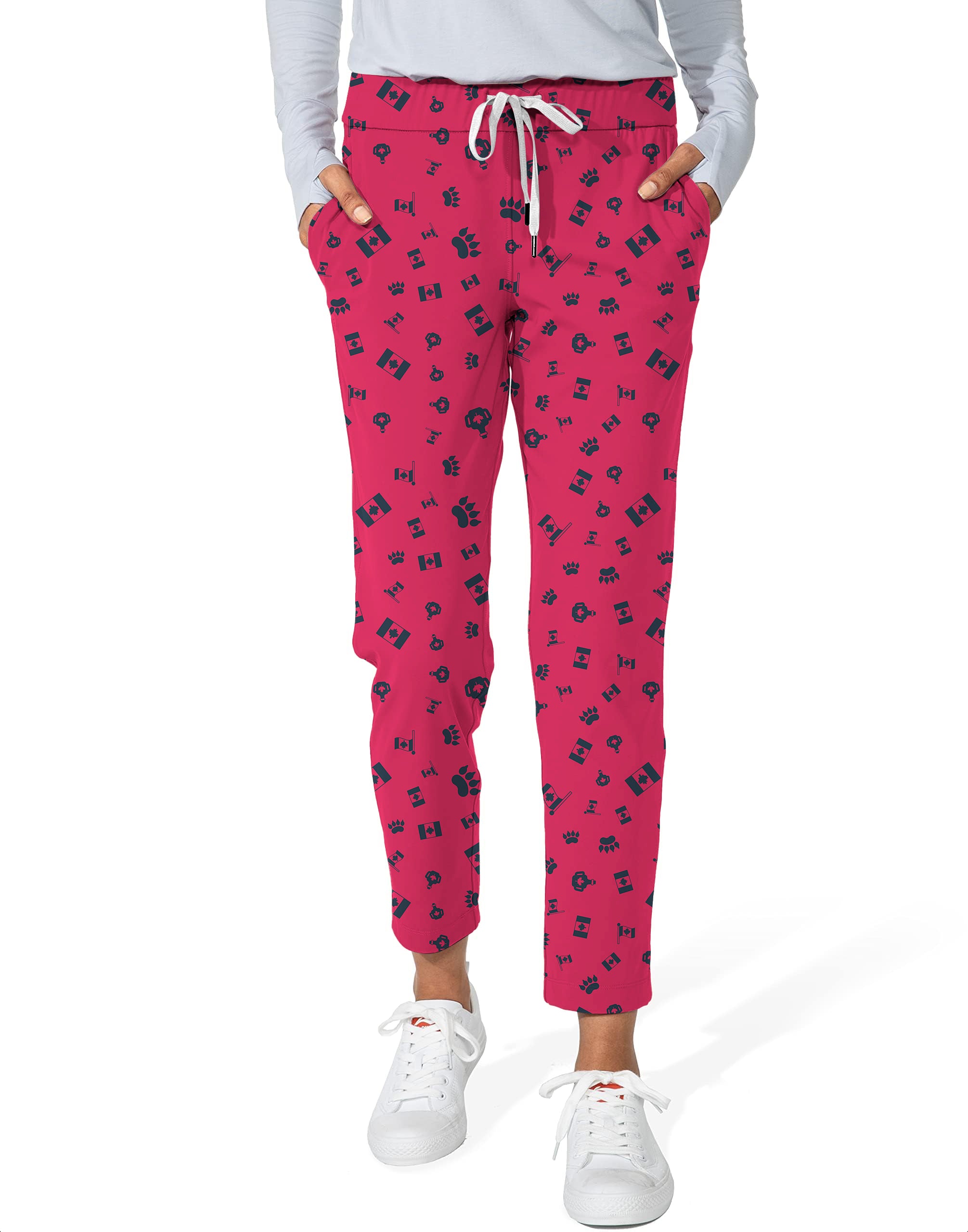 Canadian Flag Paw Women's 7/8 Stretch Ankle Golf Pants