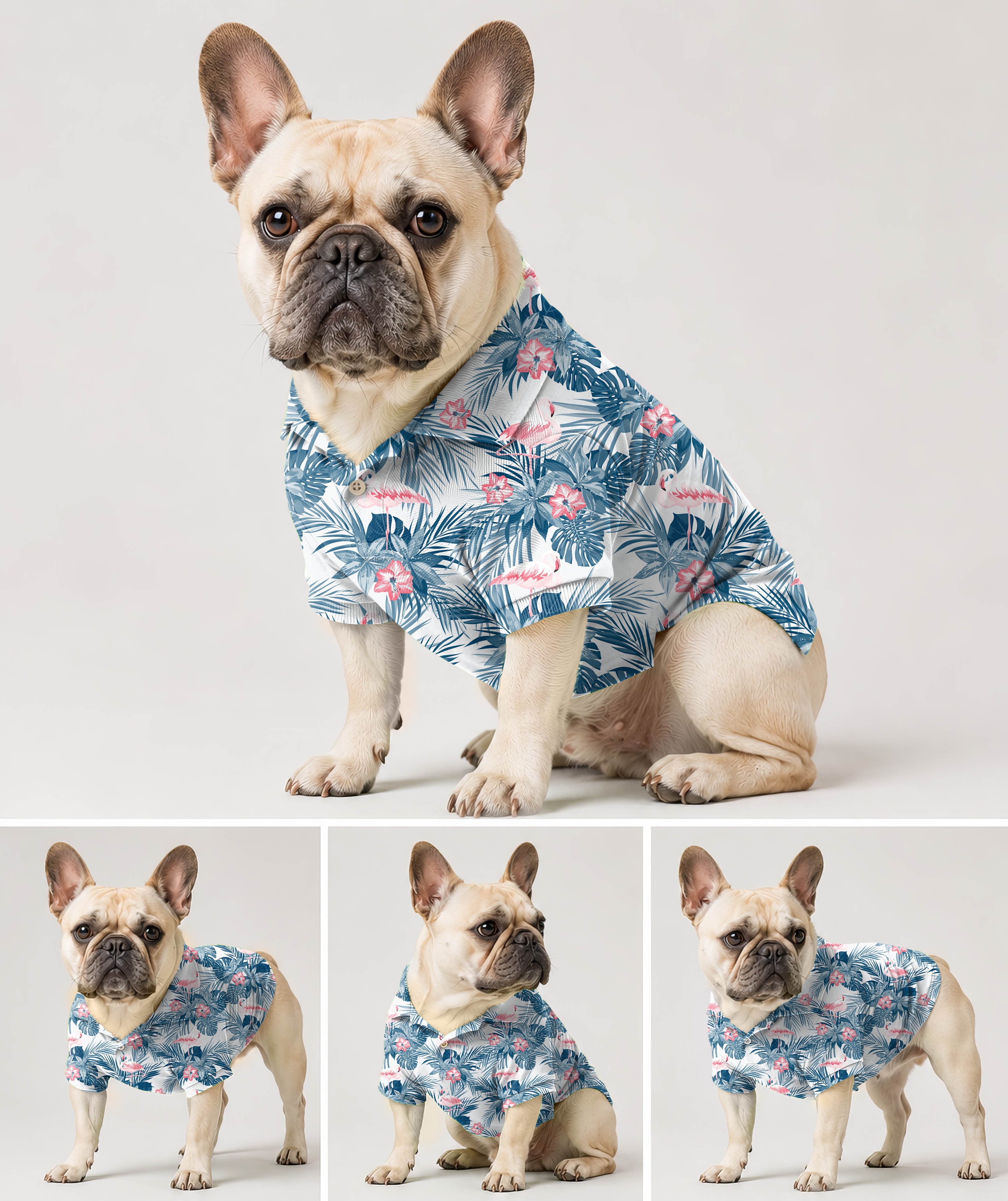 Blue leaf flamingo Mens Polo