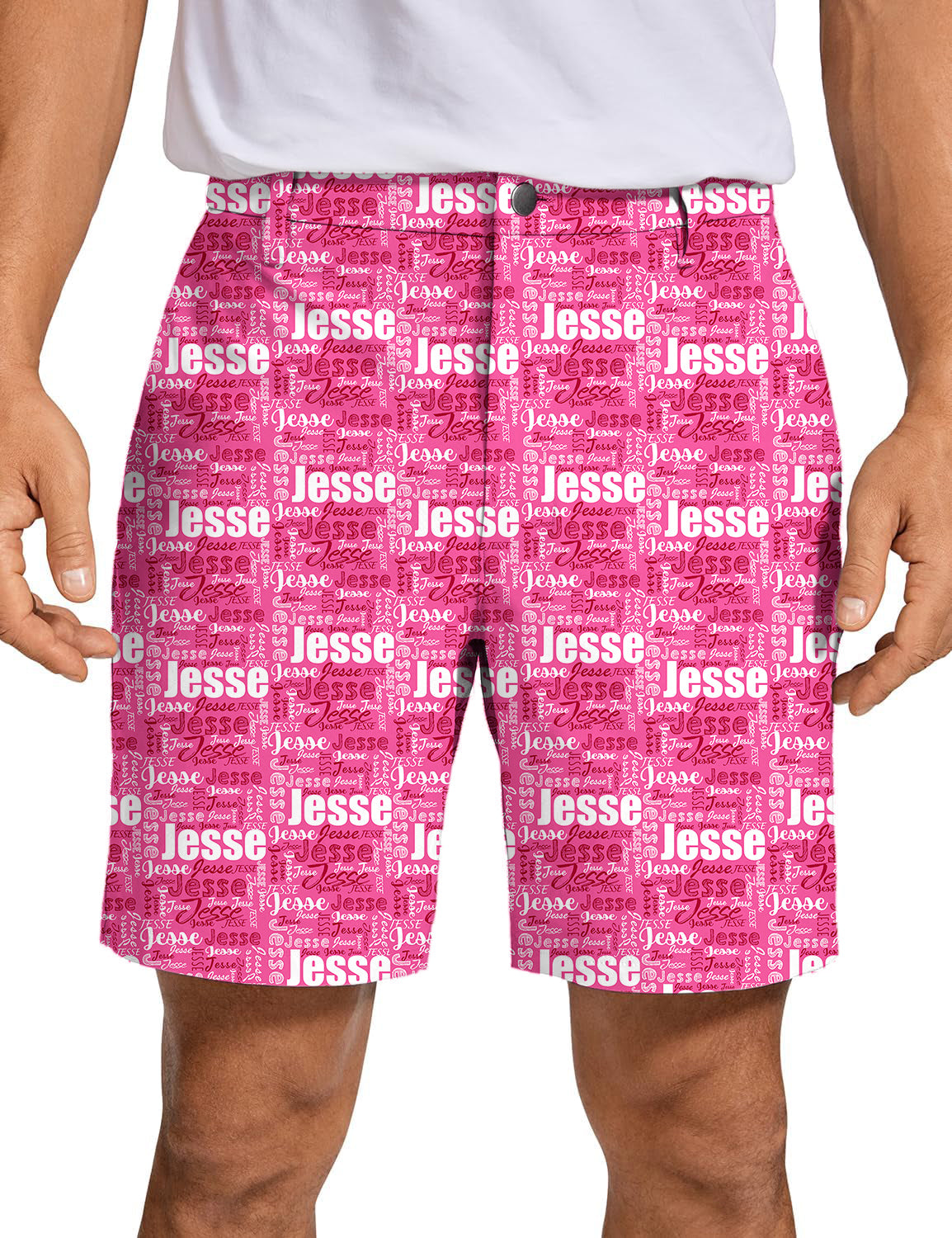 Men Custom name fuchsia Golf Shorts