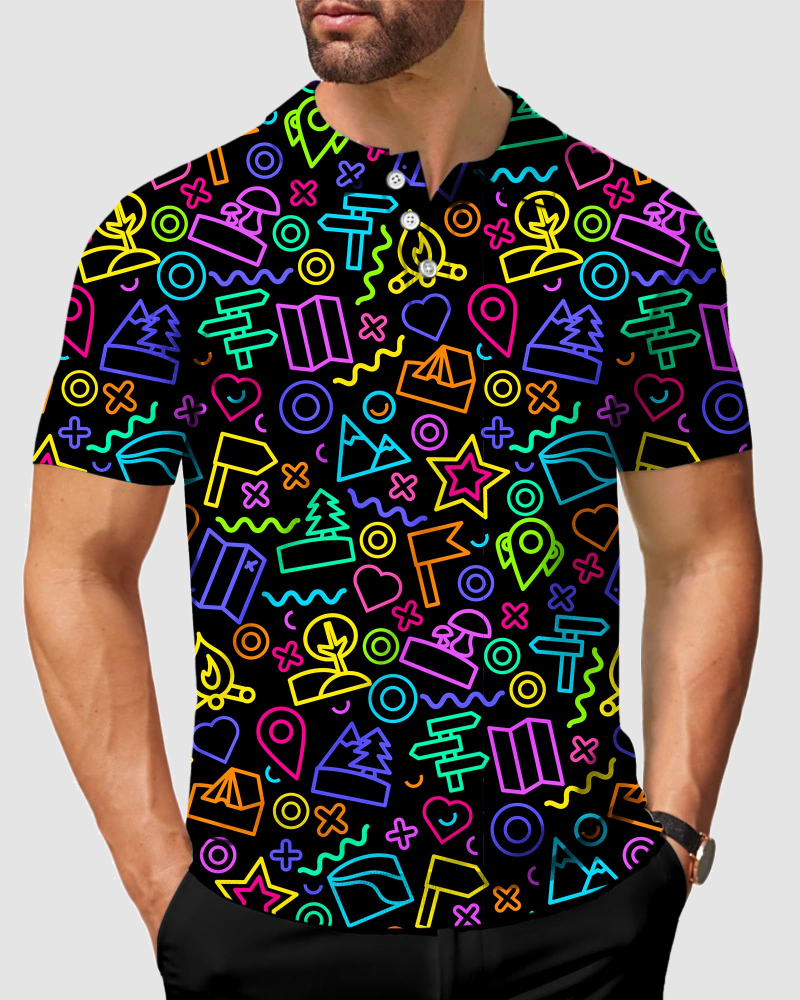 men's golf Neon sign coordinates polo