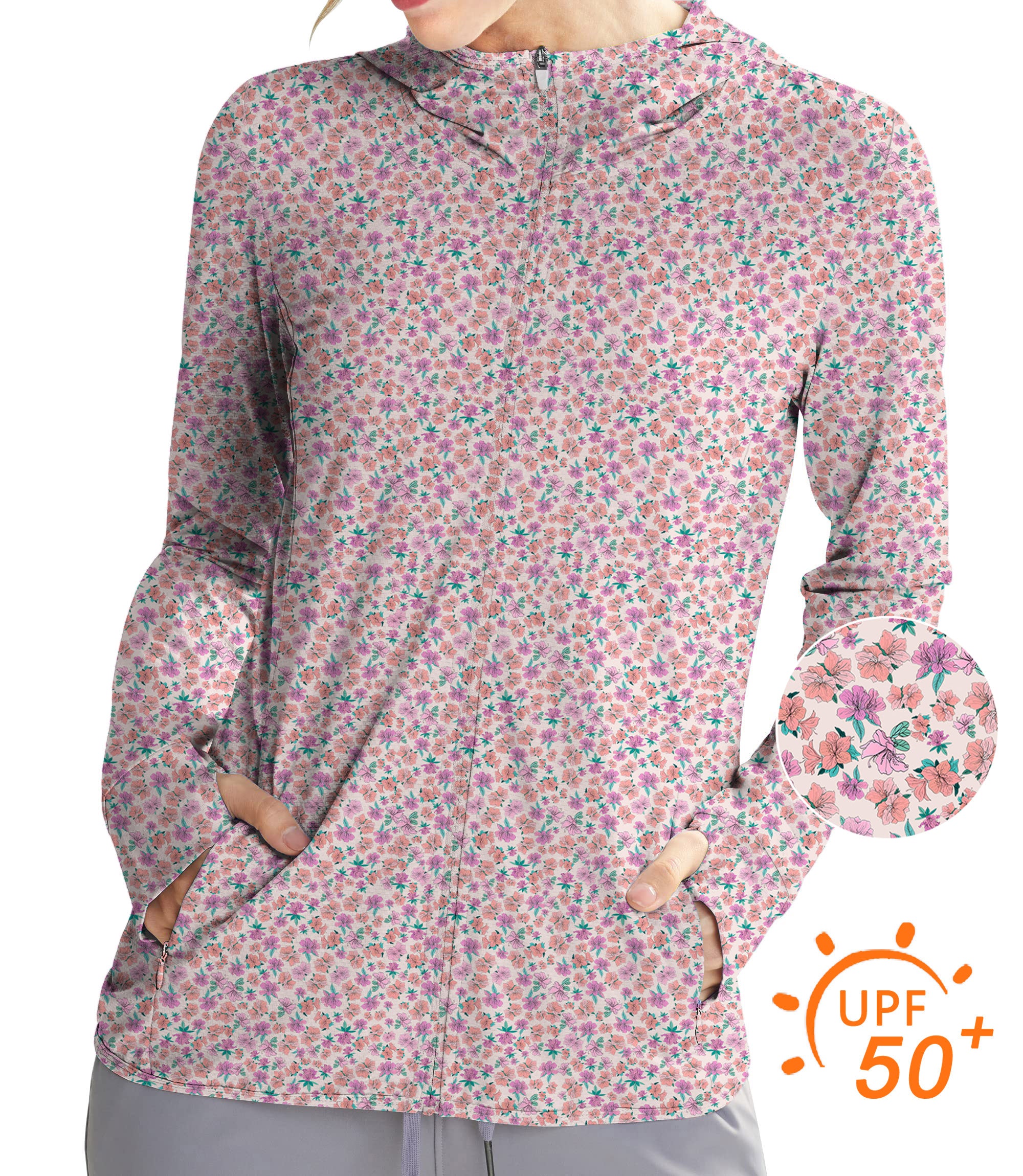 Women's Outdoor Flower World Golf Sun Protection Slim Fit zip hoodies