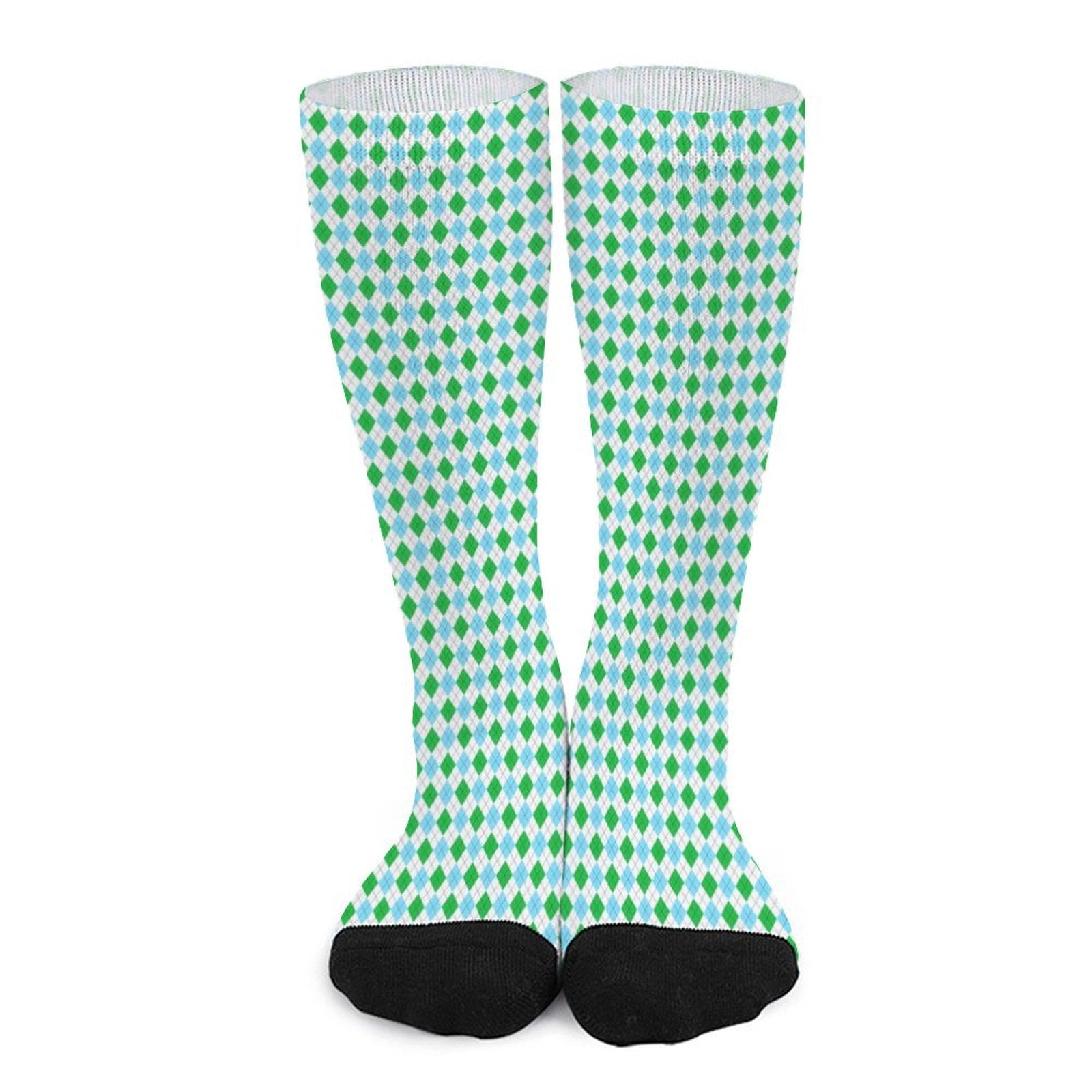Green diamond grid Prined socks Gifts for Men Women
