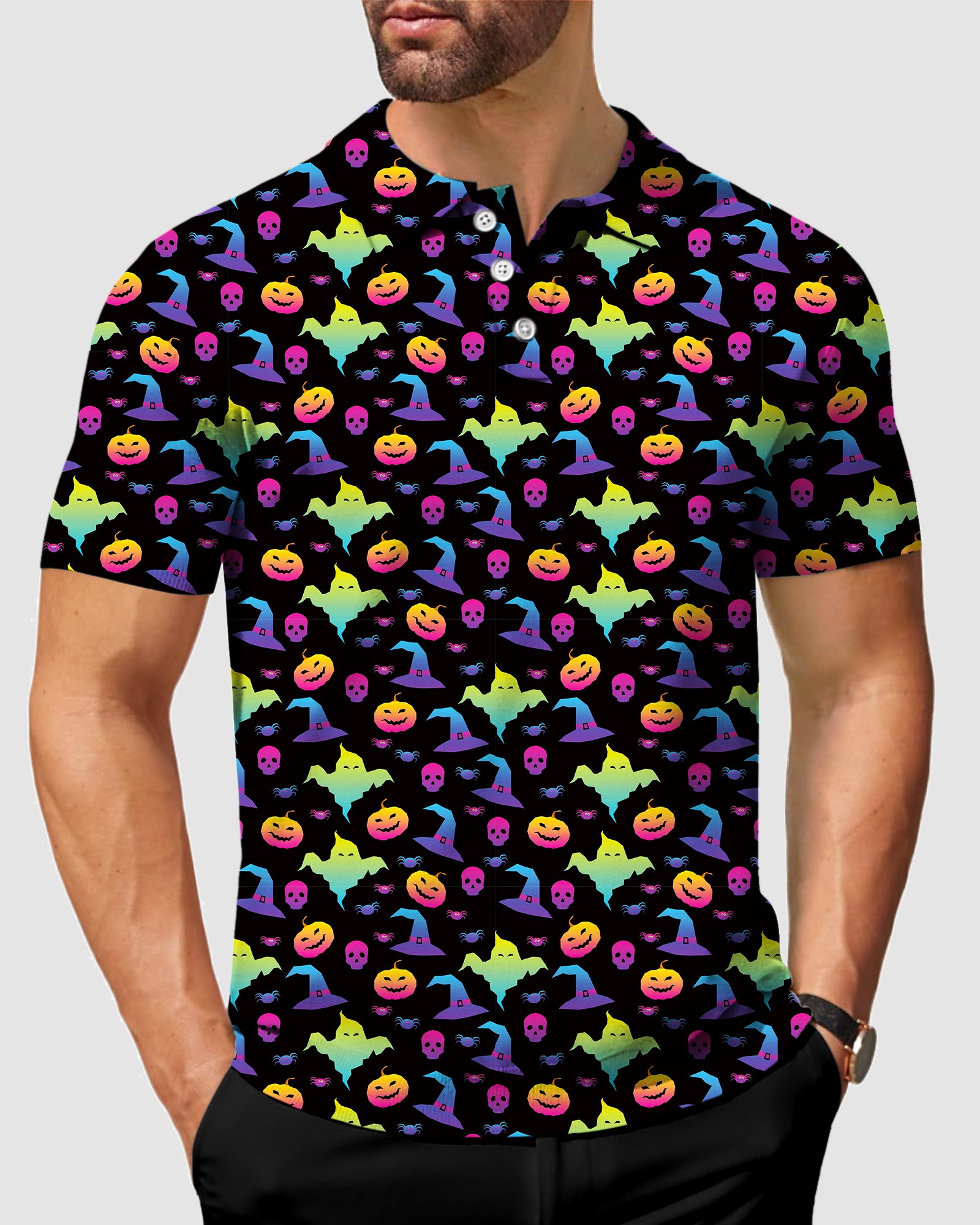 Men's Neon Halloween Spirit golf polo