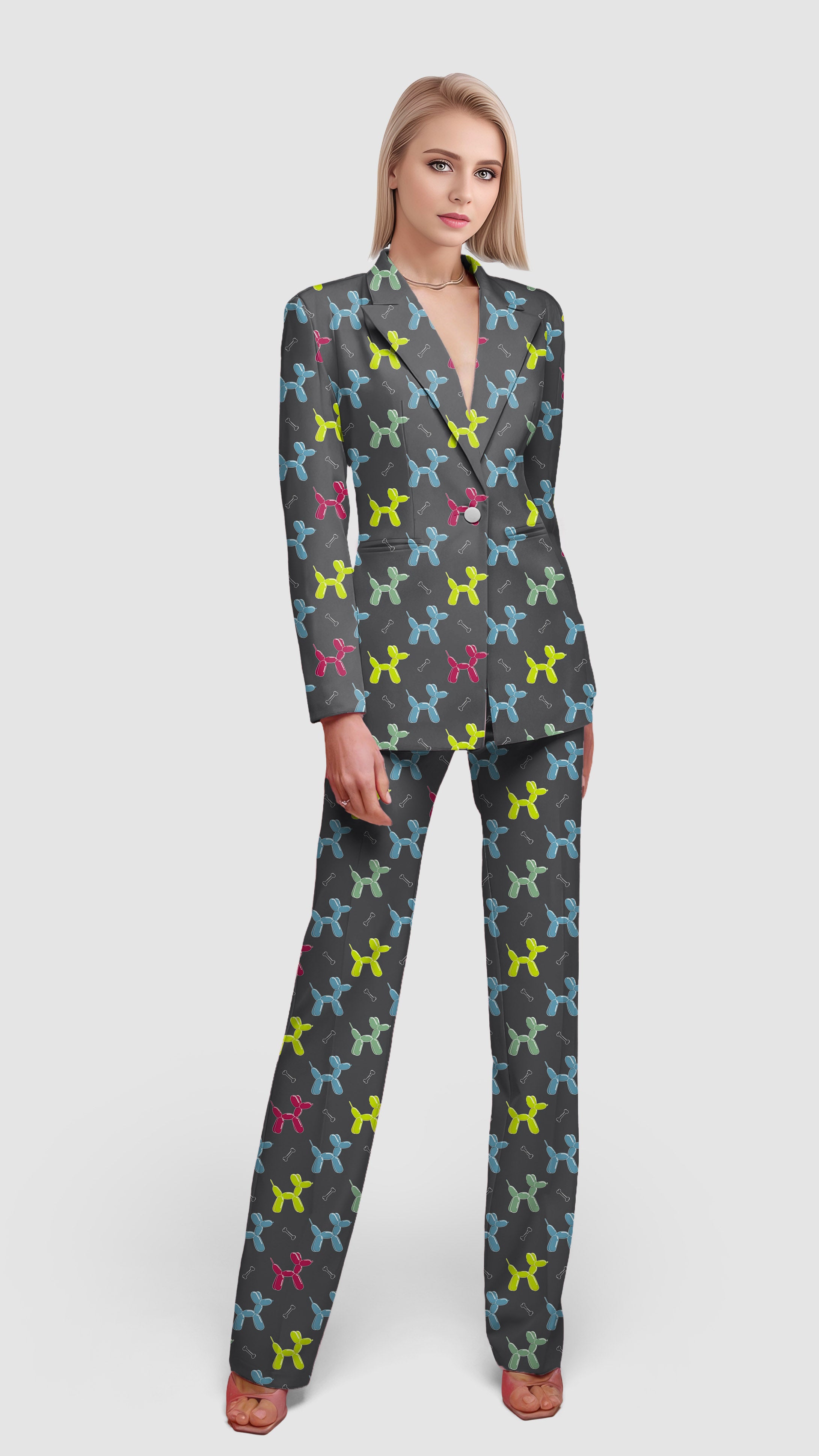 Balloon Dog-Women's Blazer Casual Work Office Blazer Suit set