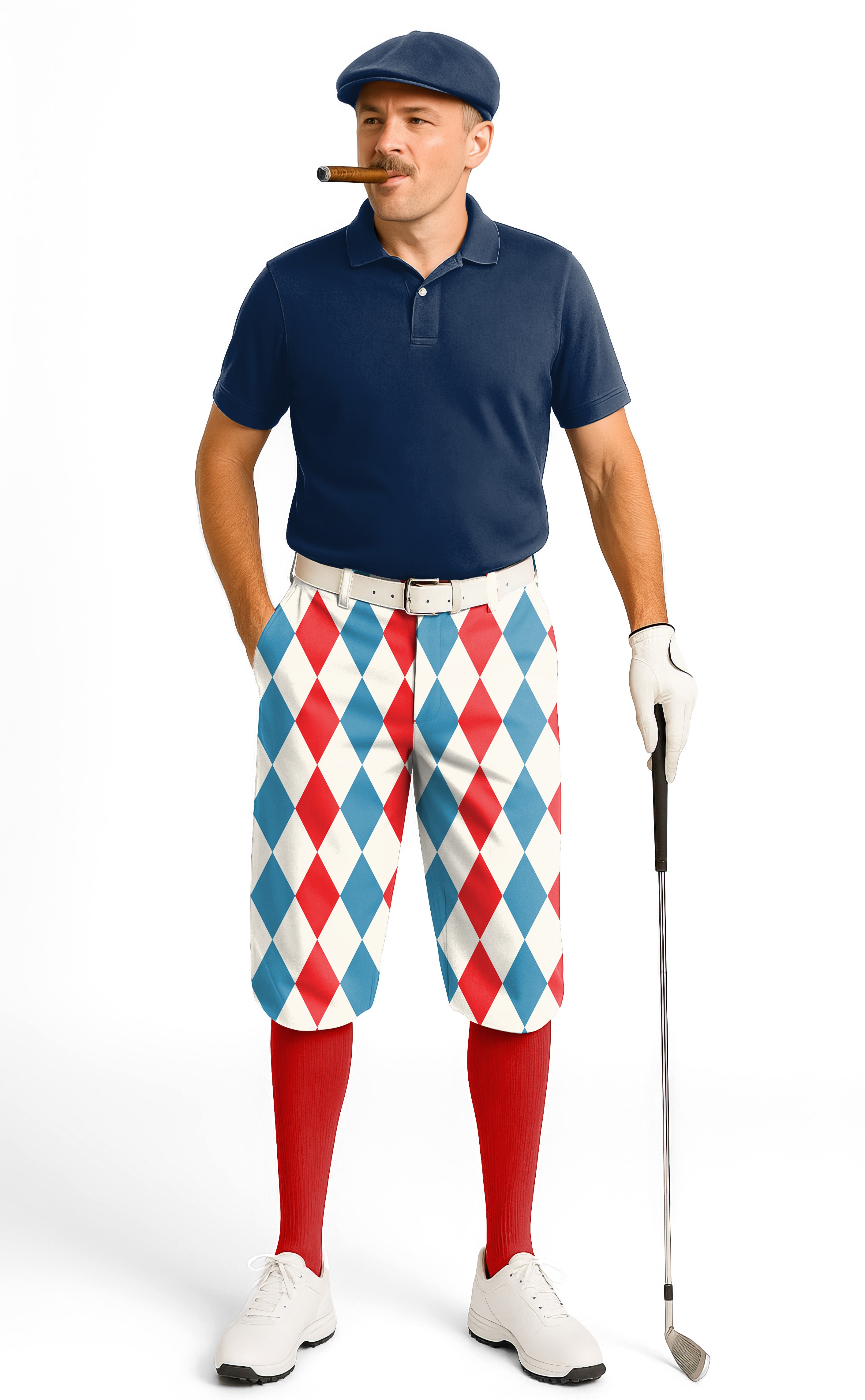 Geometric checkerboard Argyle-Men's Golf Knickers Pants