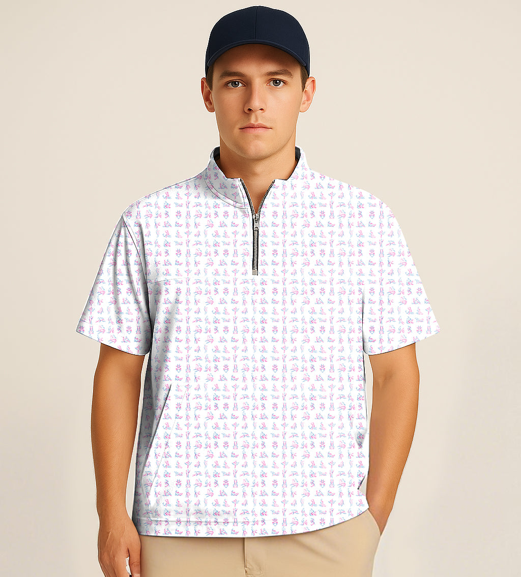 Half Zipper Turtleneck Golf Short Shirt Sex Quickie Embroidery