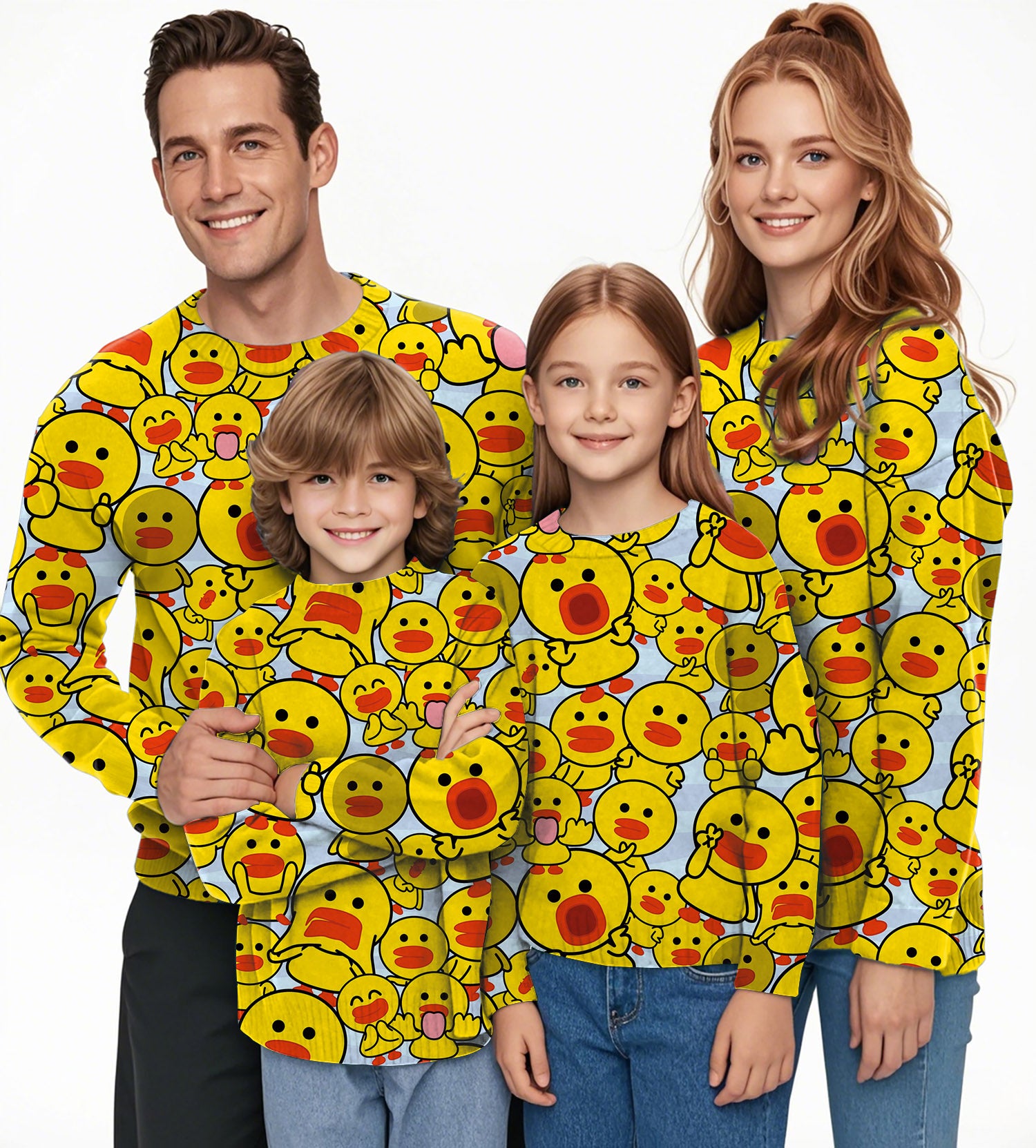 Yellow duck Crewneck Pullover Ugly Sweater Men Women boy girl family