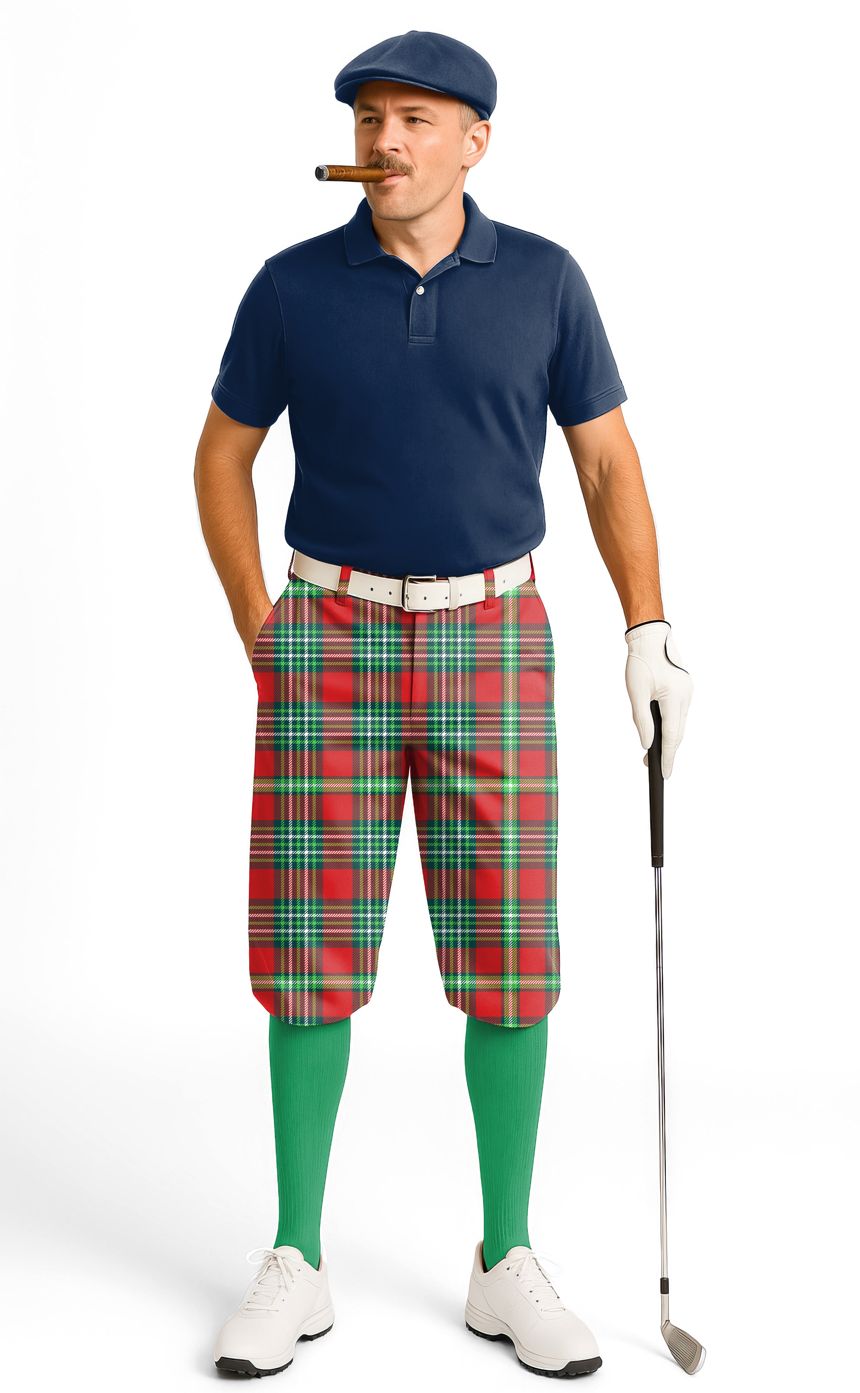 red green grid-Men's Golf Knickers Pants