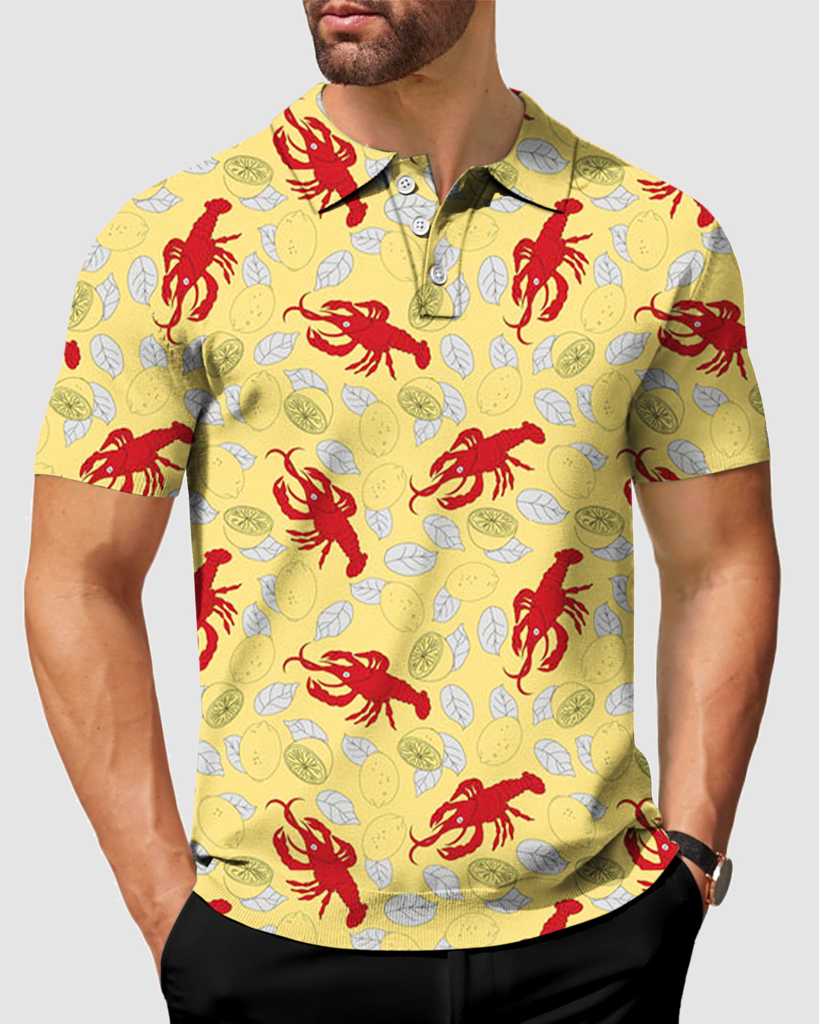 Men's Yellow-Crawfish-Lemon Polo