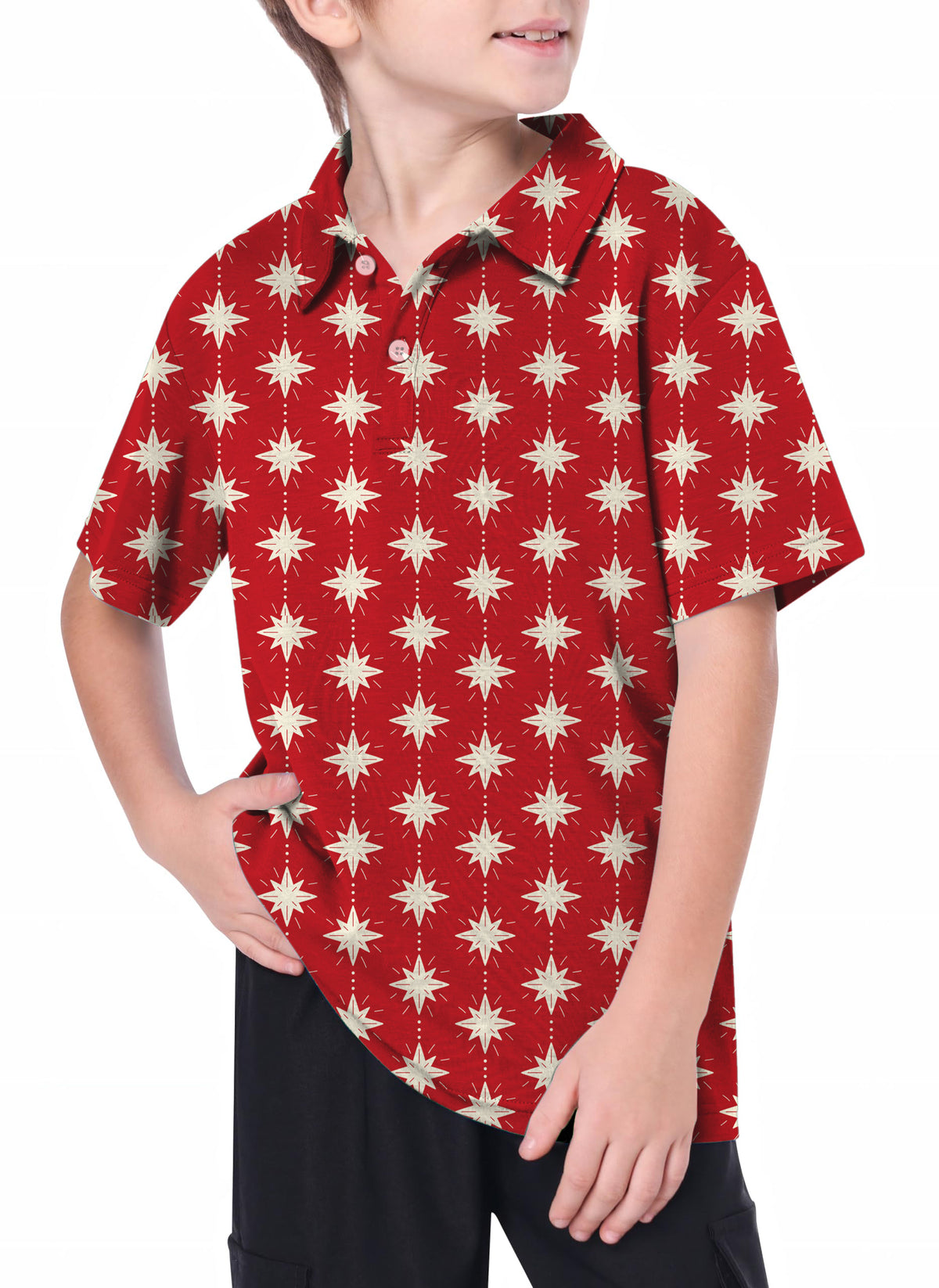 Youth Christmas Star Golf Polo