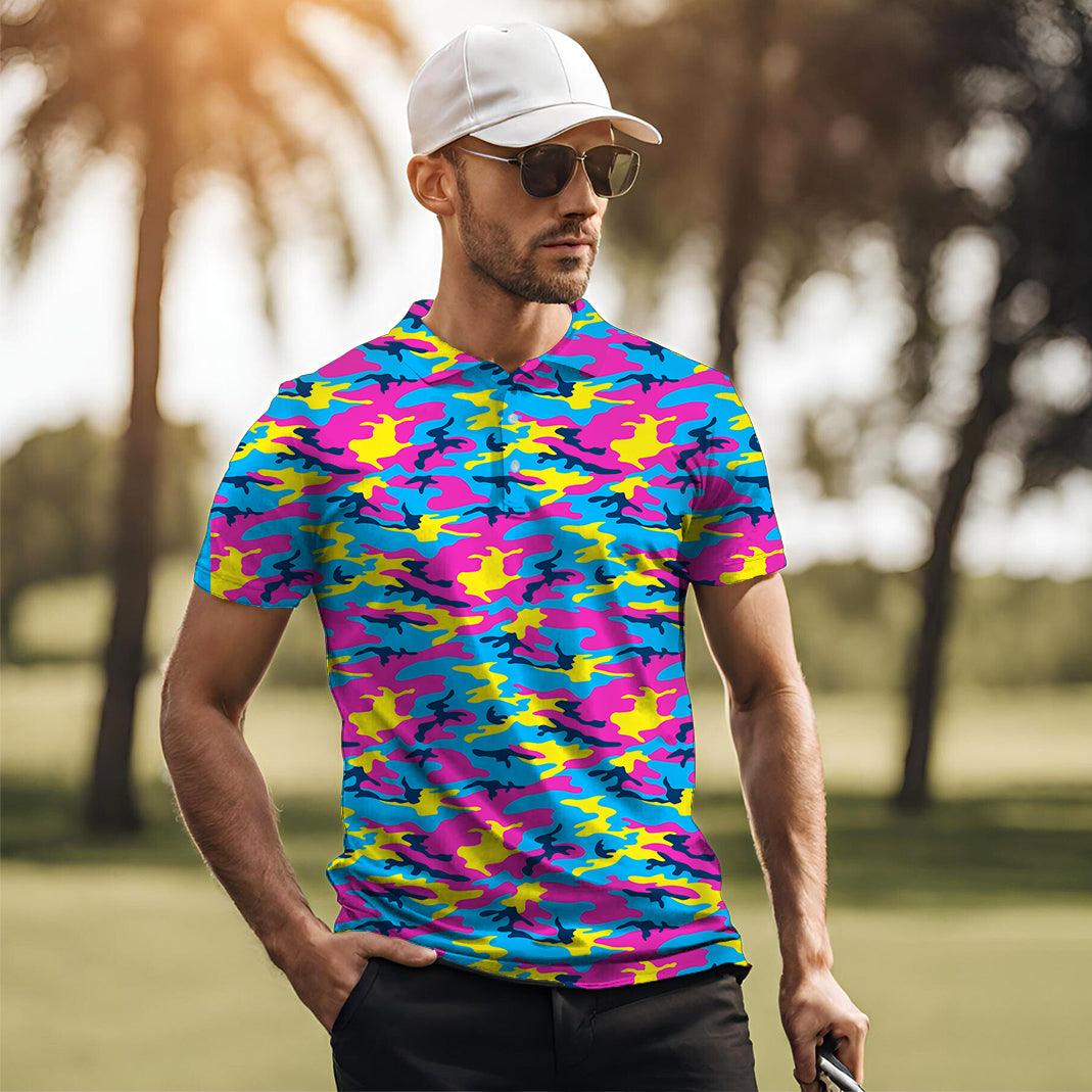 Men's golf polo Neon Camo