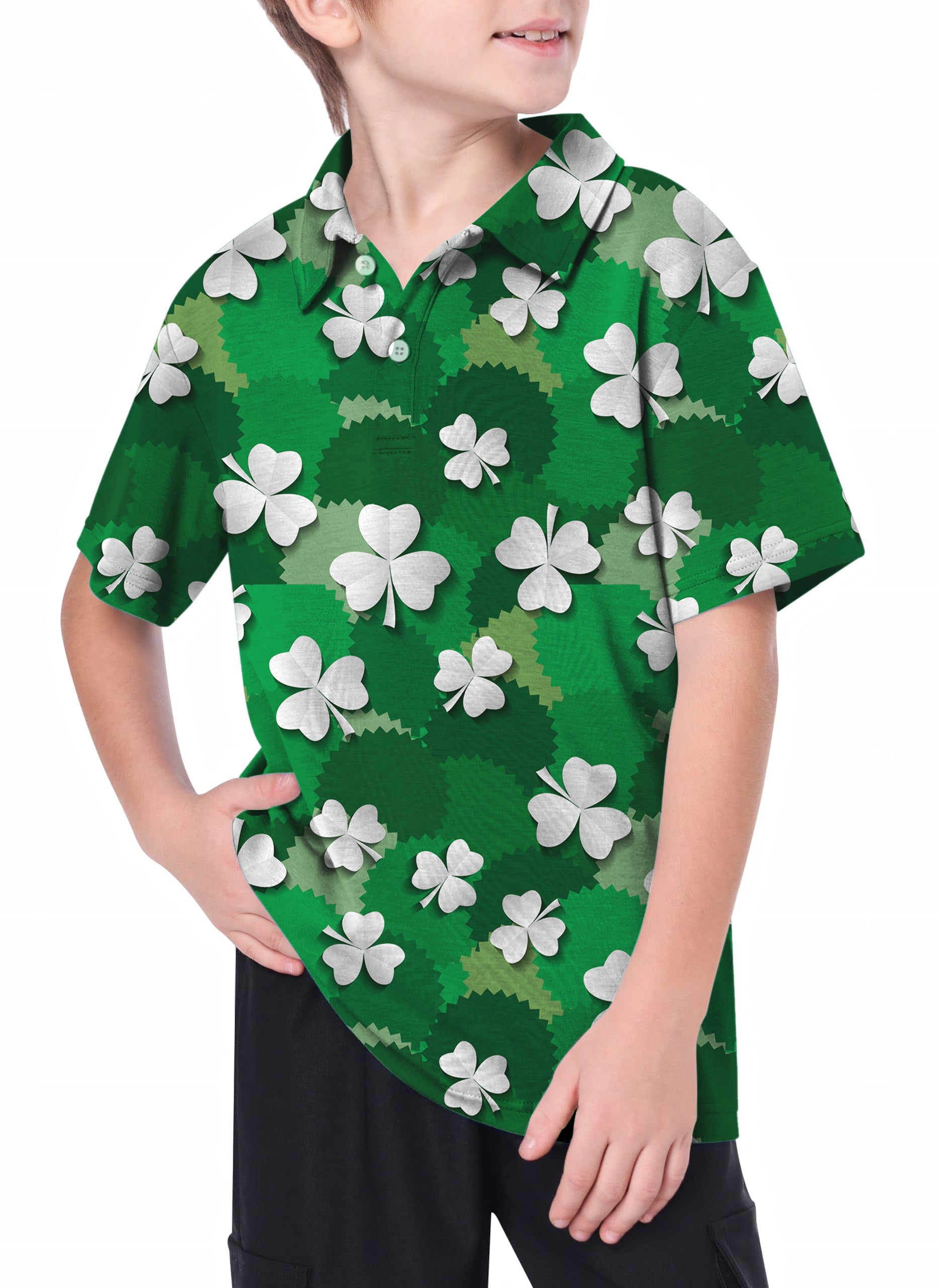 Youth Leaf clover St. Patrick's Day Golf Polo
