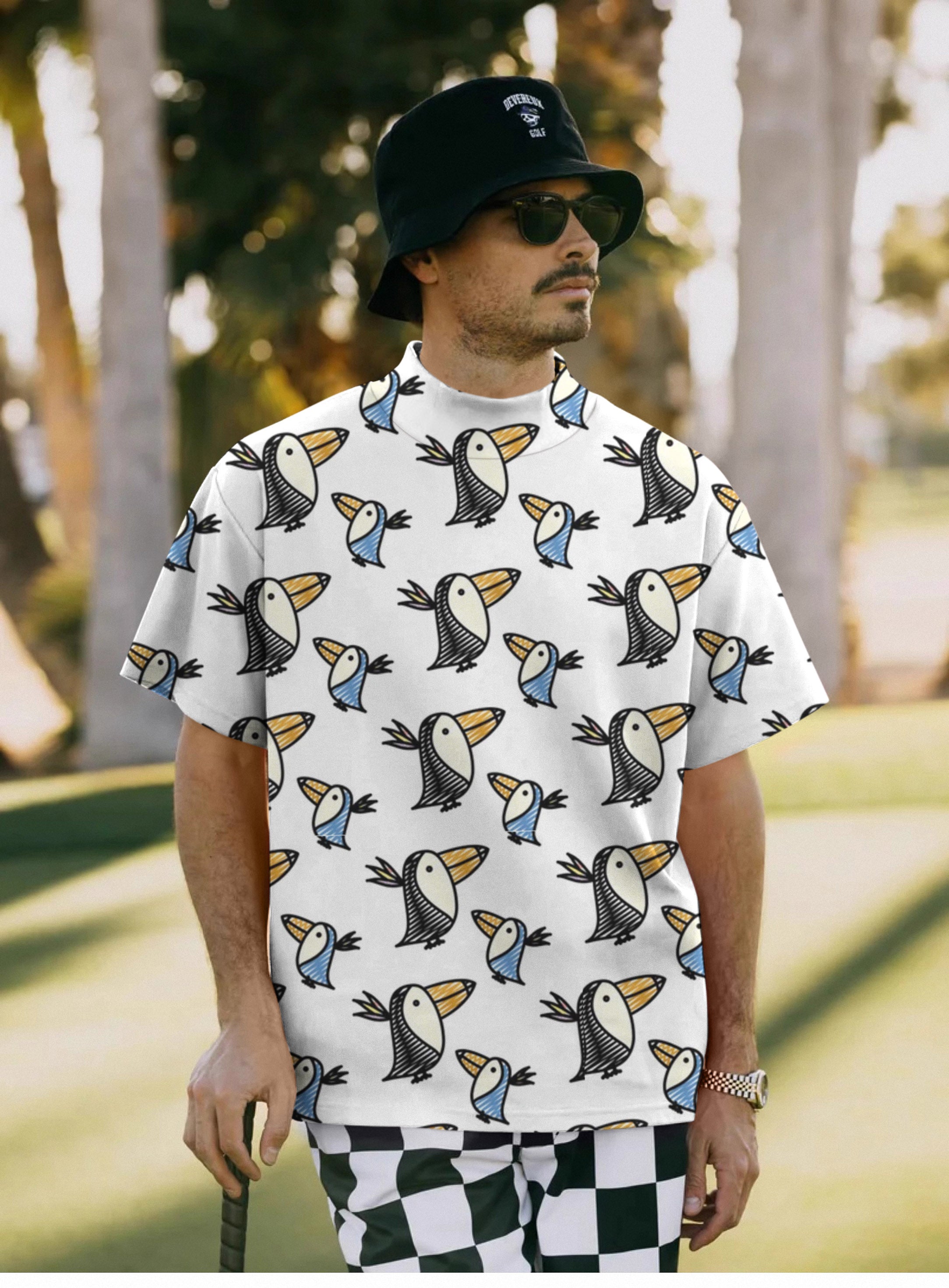 Men's Talking Toucan Pullover High neck Long/Short sleeve T-Shirt