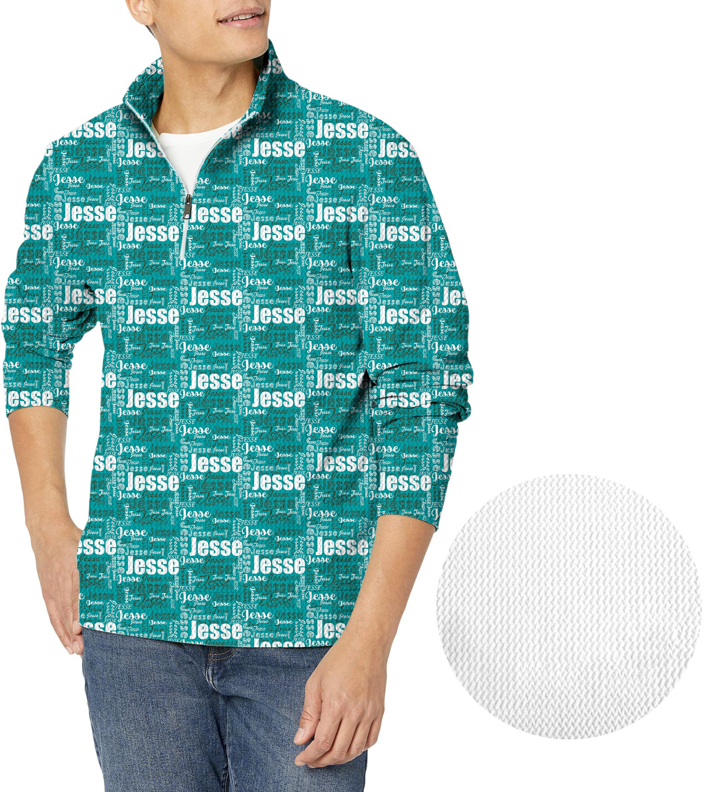 Custom name teal-Men's Golf Waffle Zipper Pullover