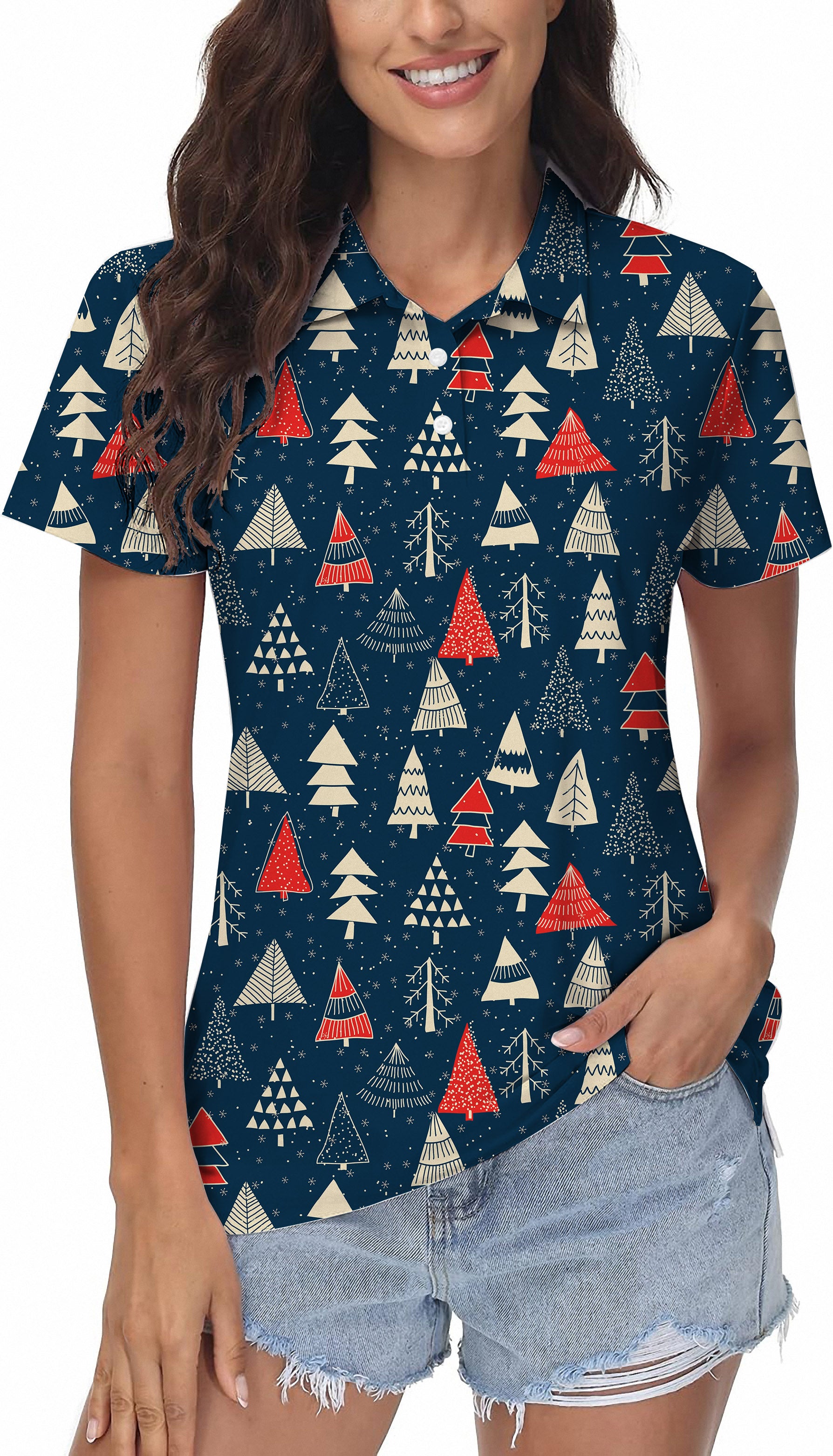 Christmas Tree Women's Golf Polo