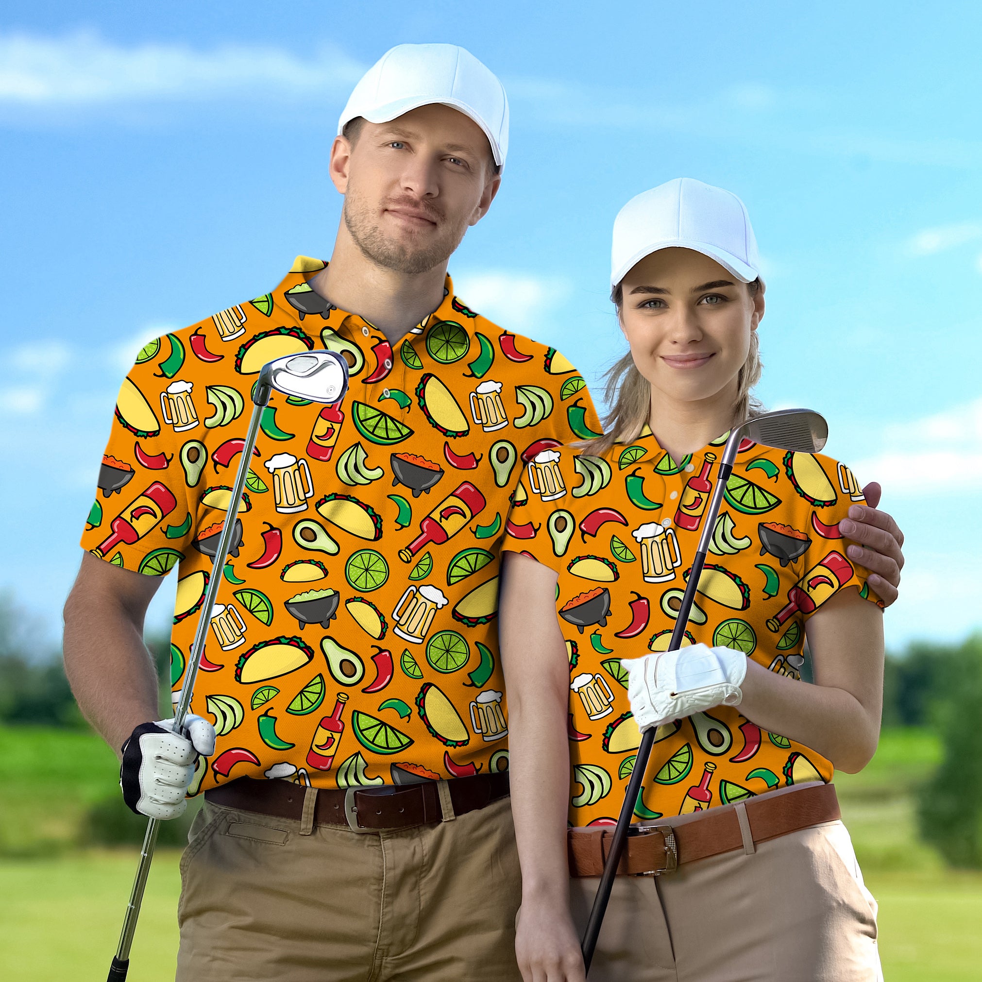 Golf Polo Couple Family set Mexico Taco Tuesday tournament