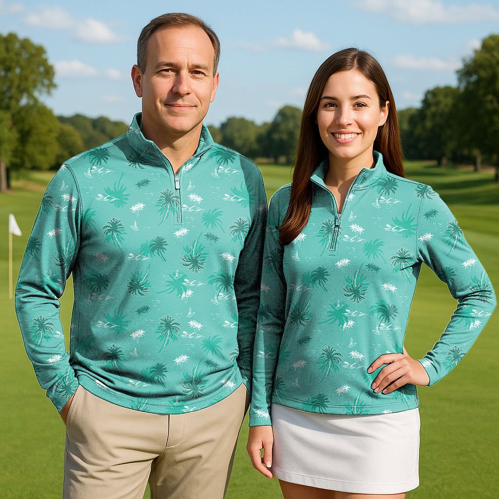 Island Livin Couple Golf Active 3/4 Zipper Top Long Sleeves