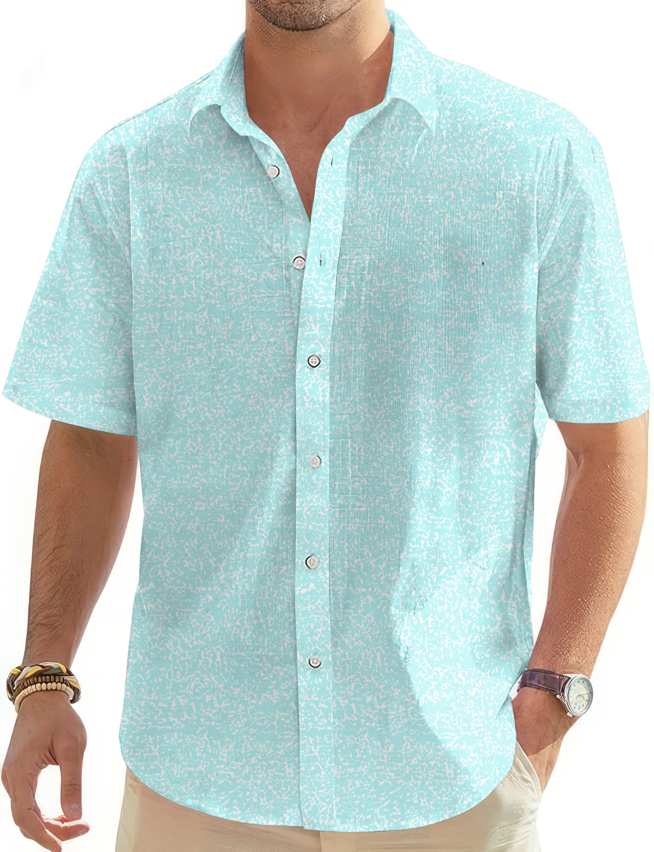 Aqua Breeze-Men's Golf Hawaiian Shirts Button Down Shirt