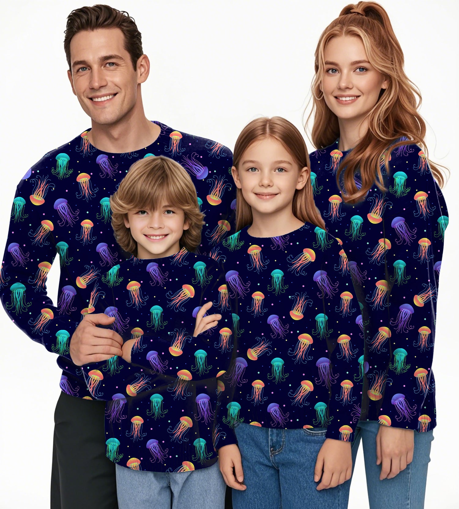 jellyfish Crewneck Pullover Ugly Sweater Men Women boy girl family