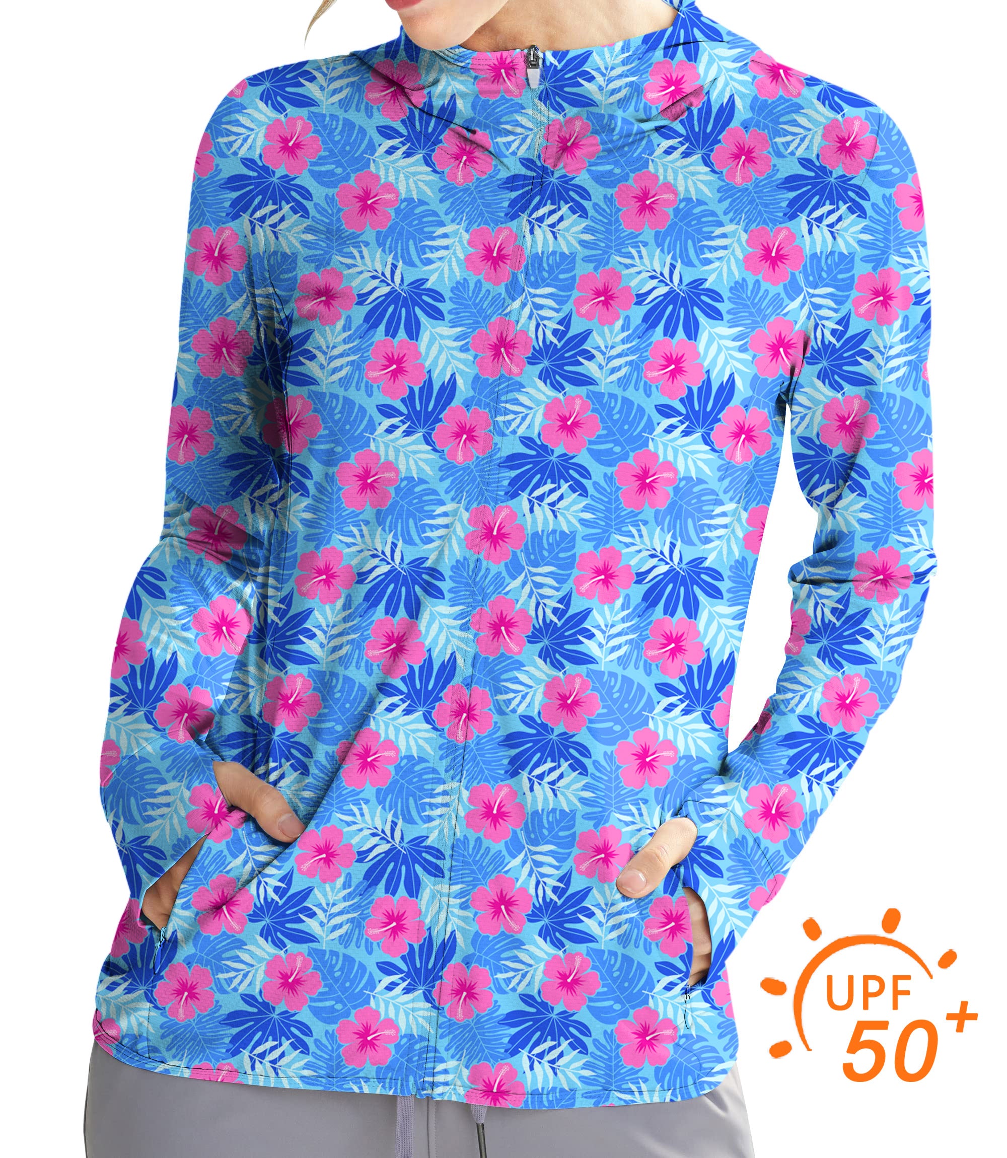 Women's Outdoor Vivid Bloom flower Golf Sun Protection Slim Fit zip hoodies