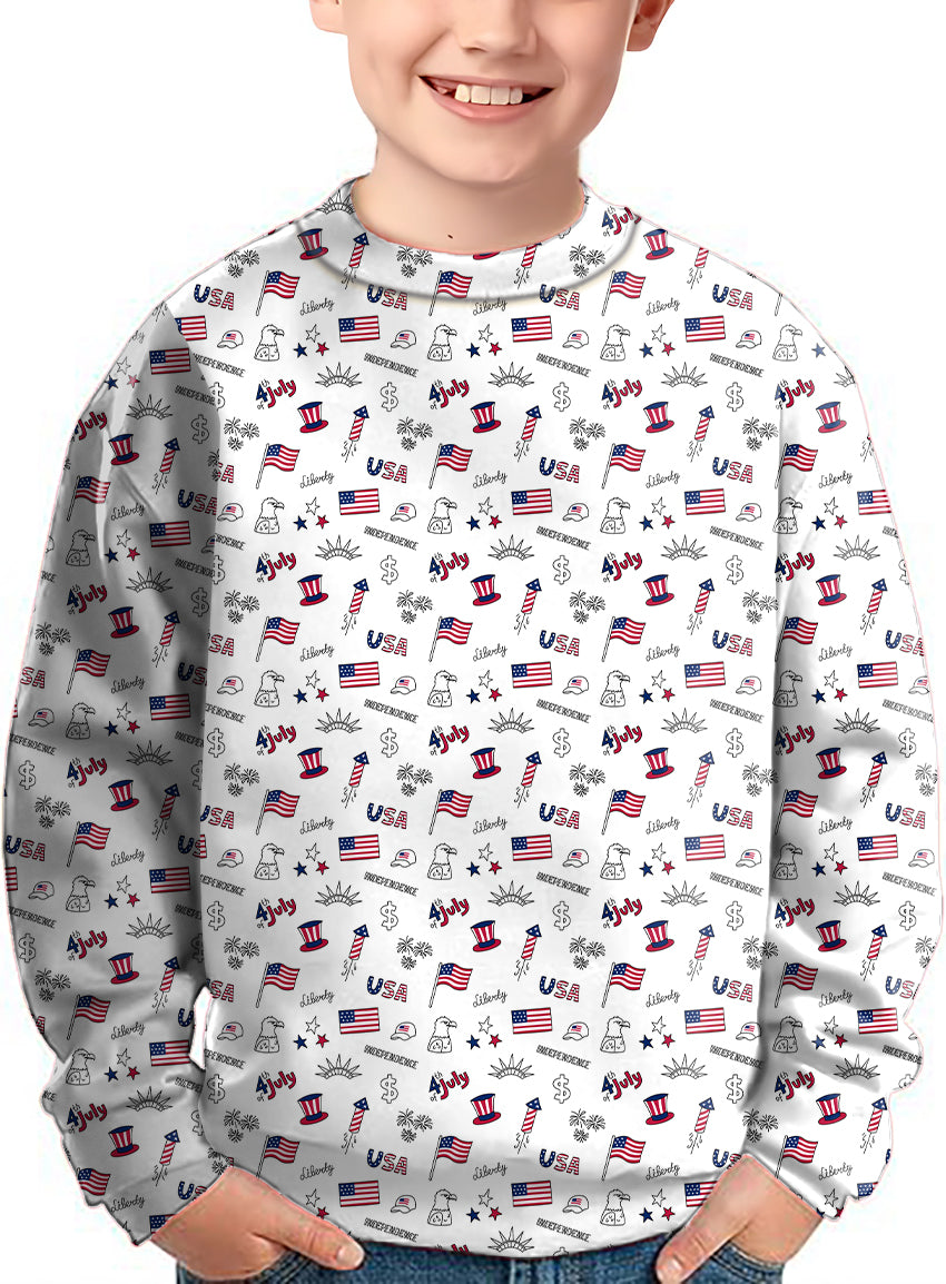 American flag Crewneck Pullover Kids Ugly Sweater