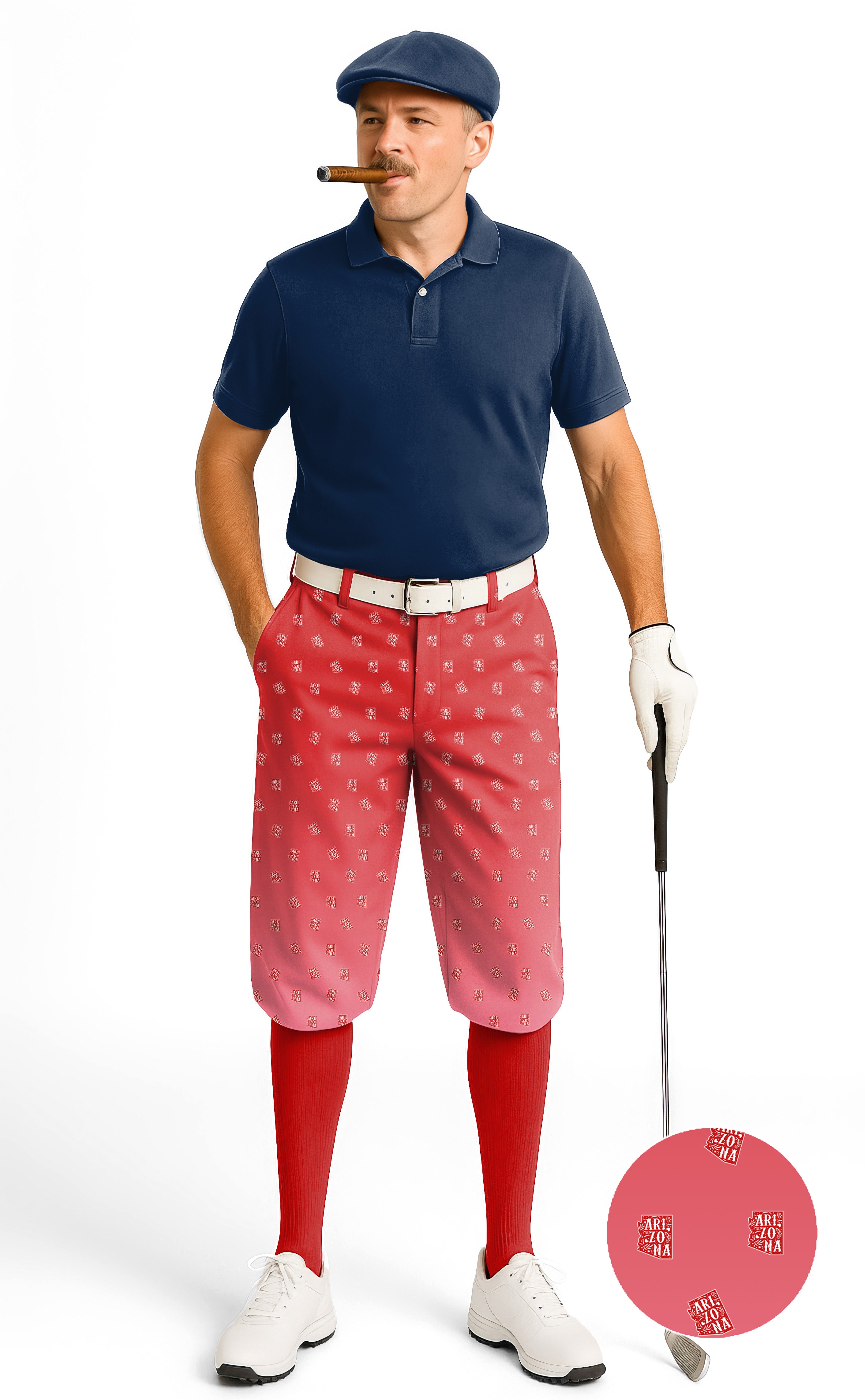 Red Arizona Men's Golf Knickers Pants