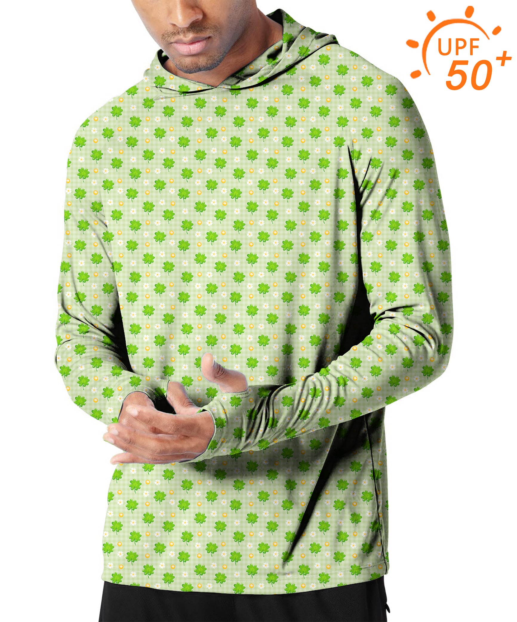 Men's Outdoor Leaf clover St. Patrick's Day Golf Sun Protection Slim Fit  hoodies