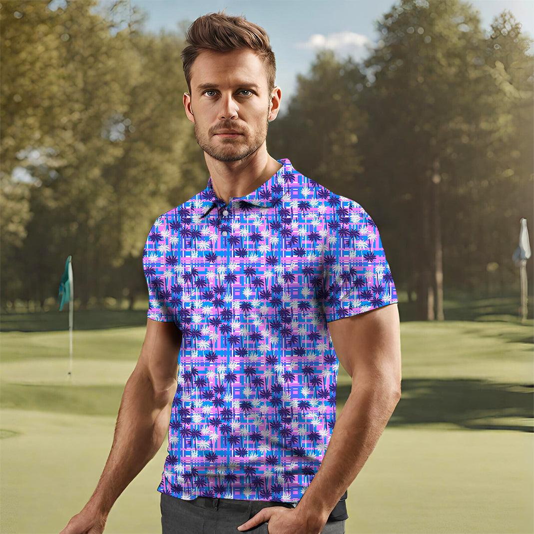 Purple Coconut Tree-Men's golf polo