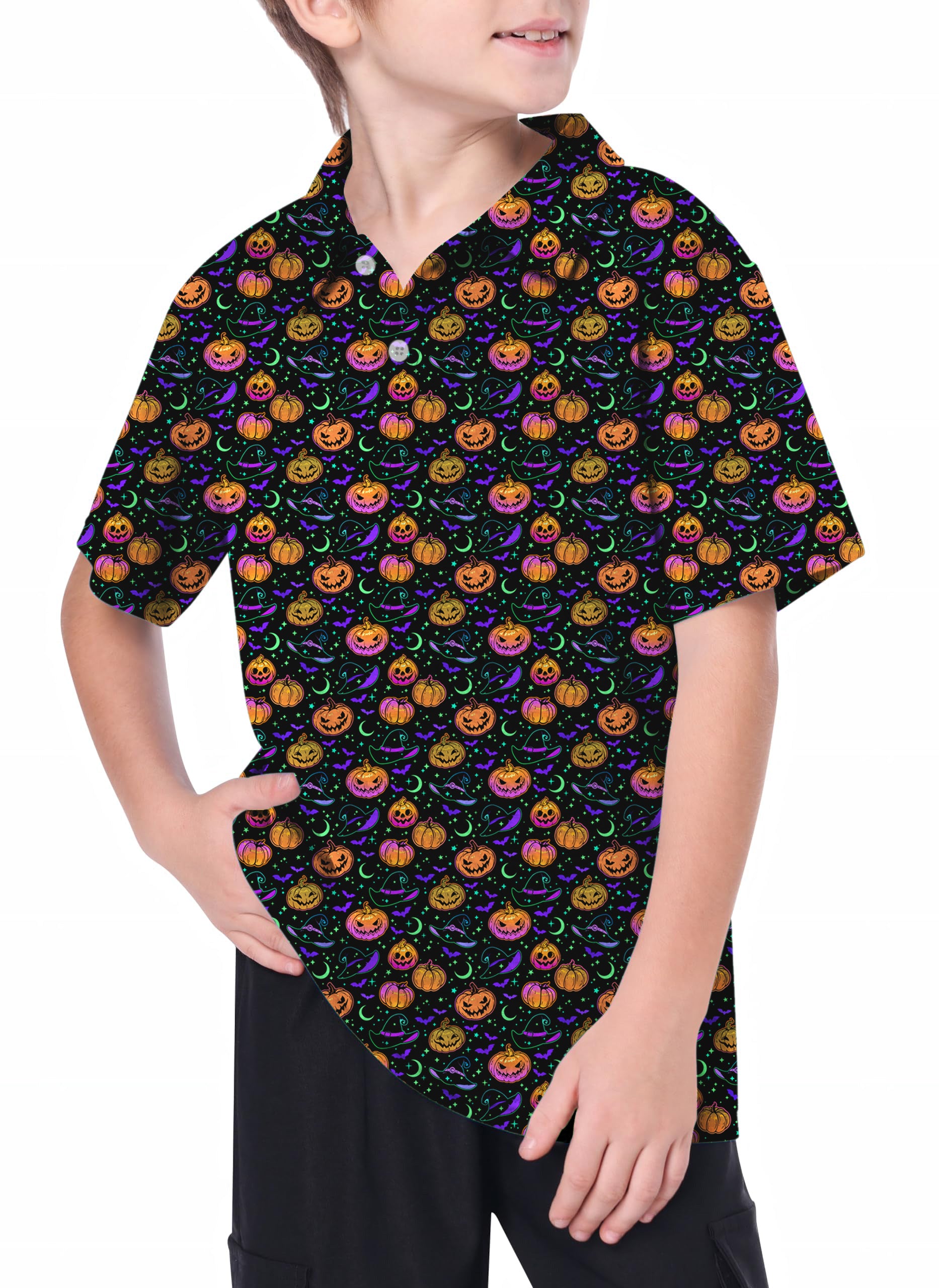 Youth Neon Magical Pumpkin Golf Polo