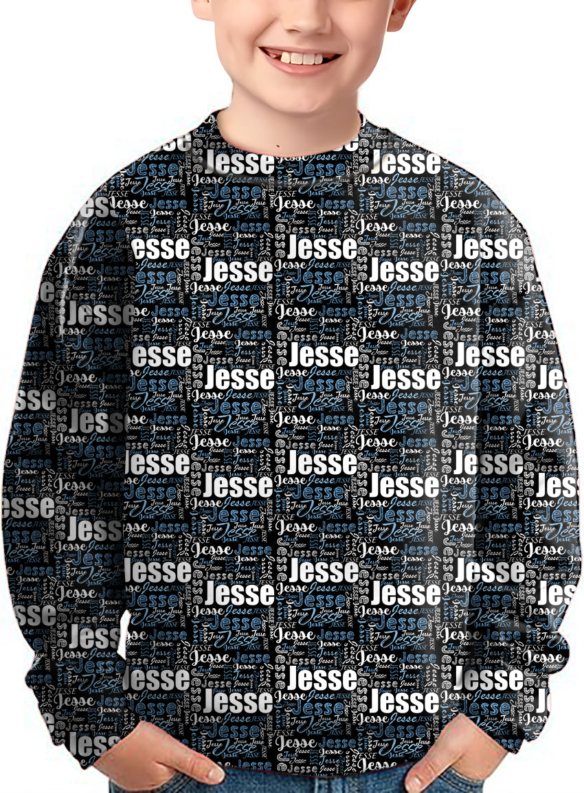 Custom name black Crewneck Pullover Kids Ugly Sweater