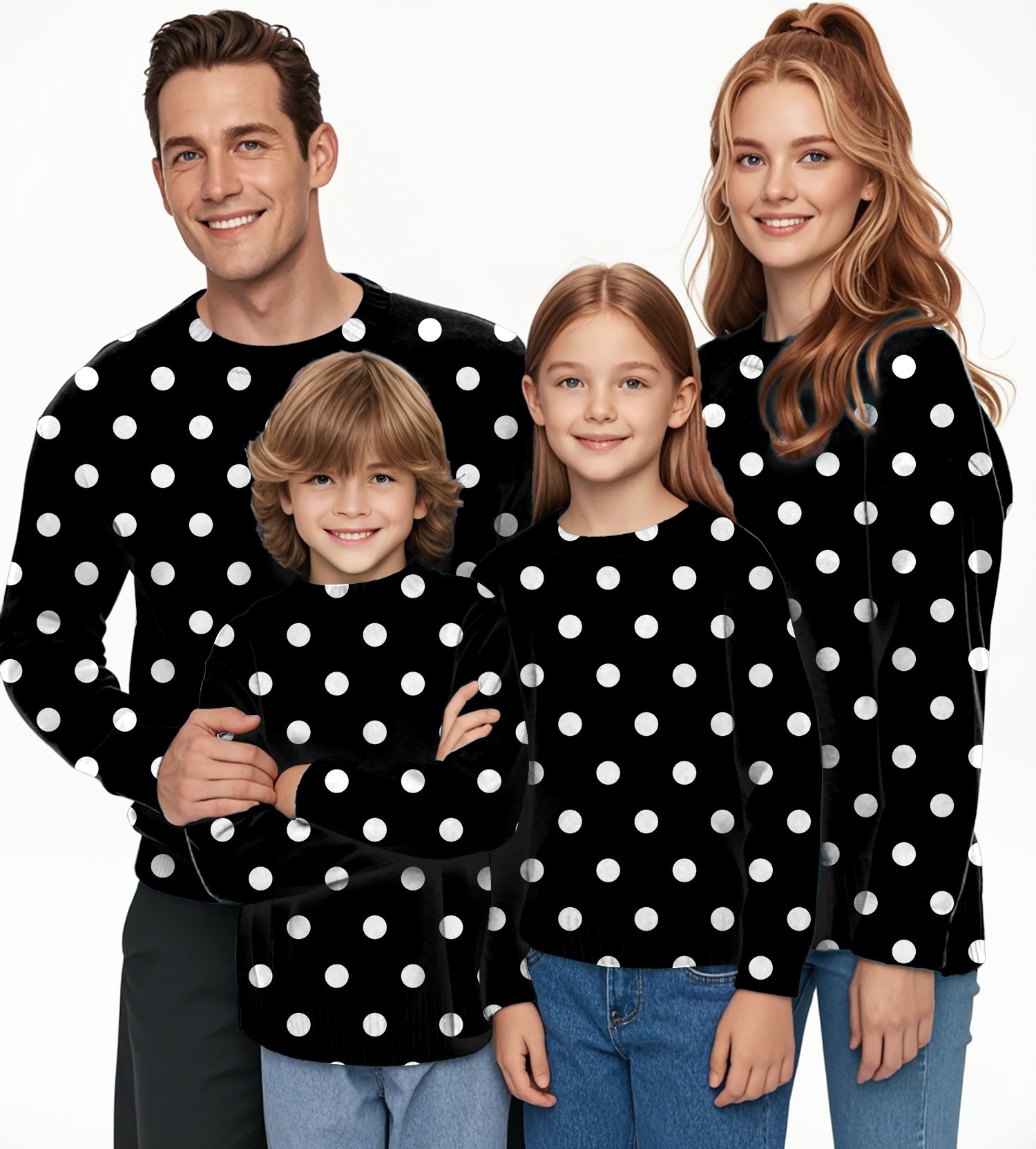 Pink Polka Dots Crewneck Pullover Ugly Sweater Men Women boy girl family