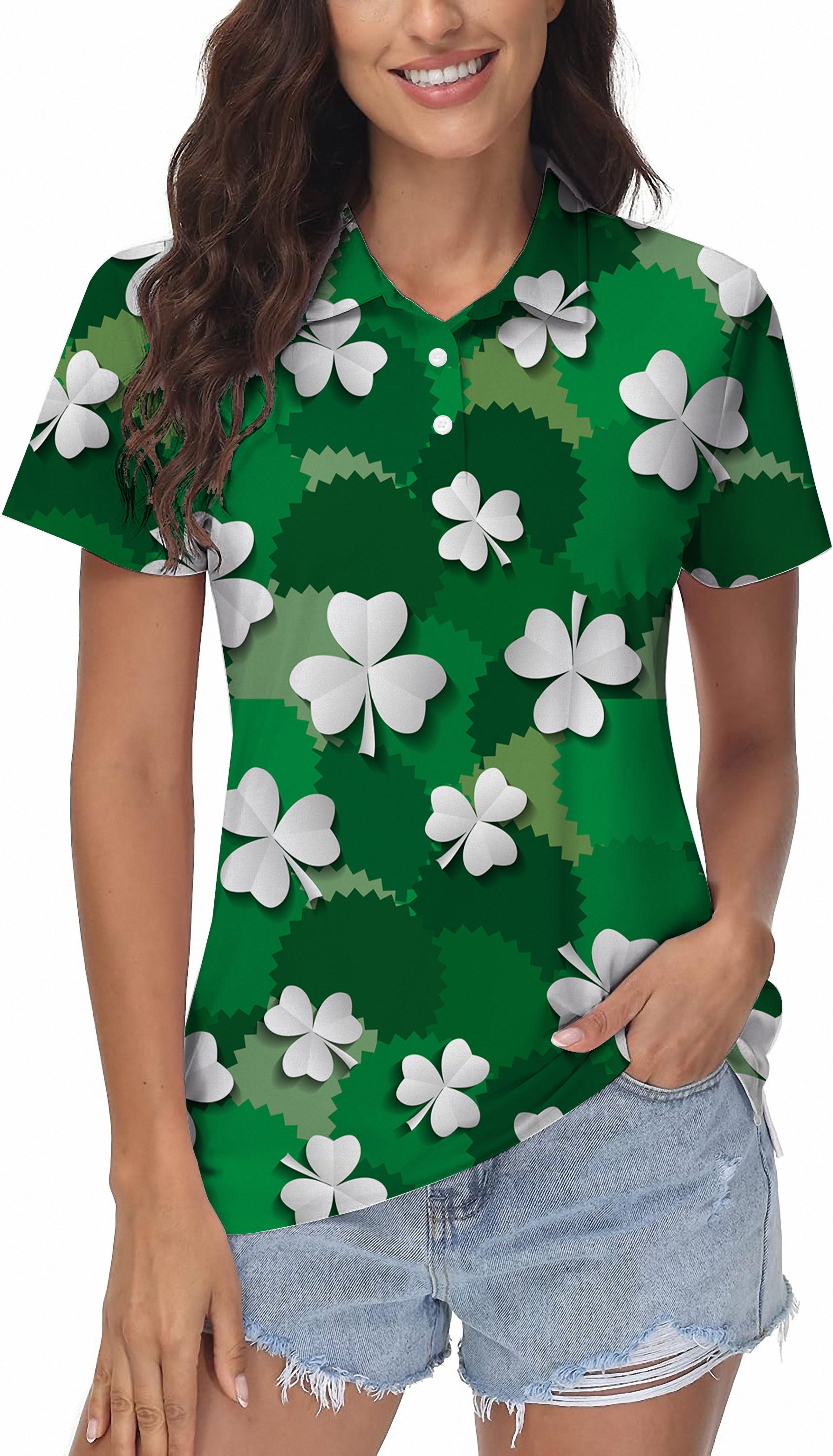 Leaf clover St. Patrick's Day Women's Golf Polo