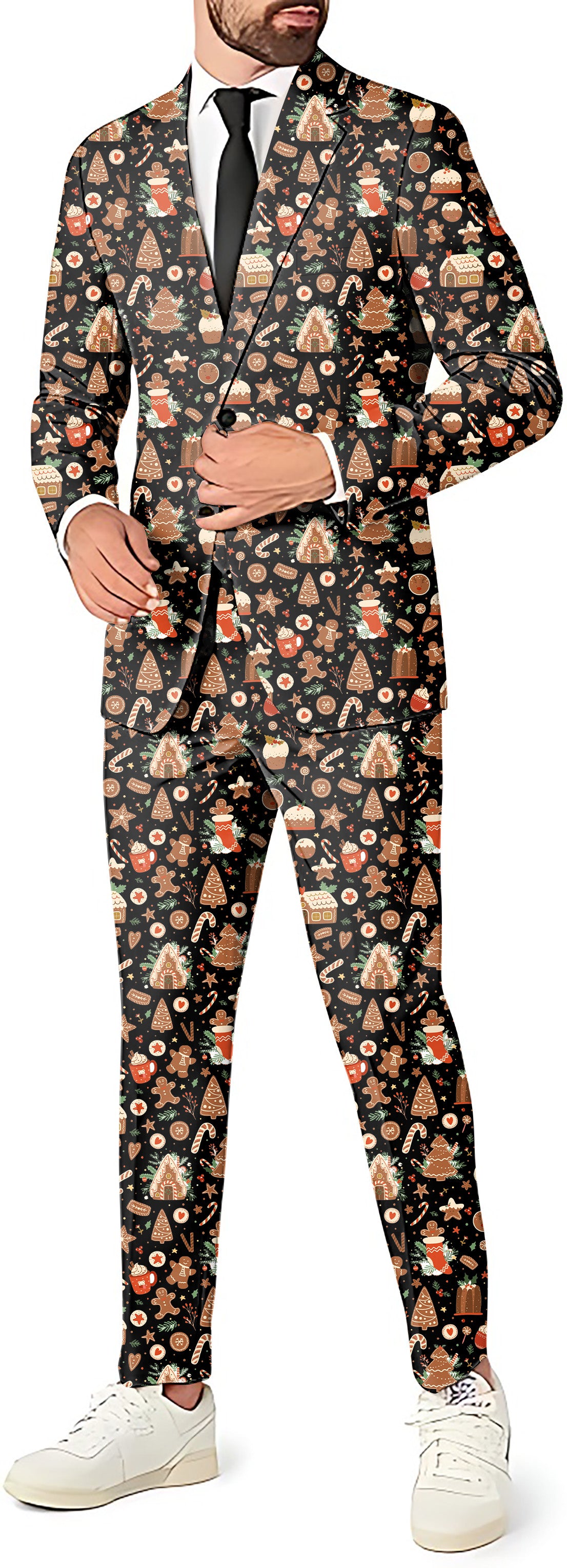 Black Christmas Candy House Men's Party Costumes-Theme Party 2 or 3pcs Suit set-Blazer Pants & Vest