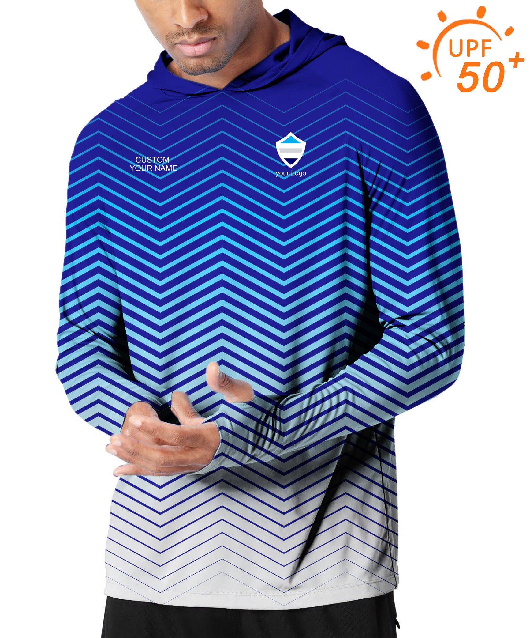 Men's Outdoor blue white sport Team Golf Sun Protection Slim Fit  hoodies