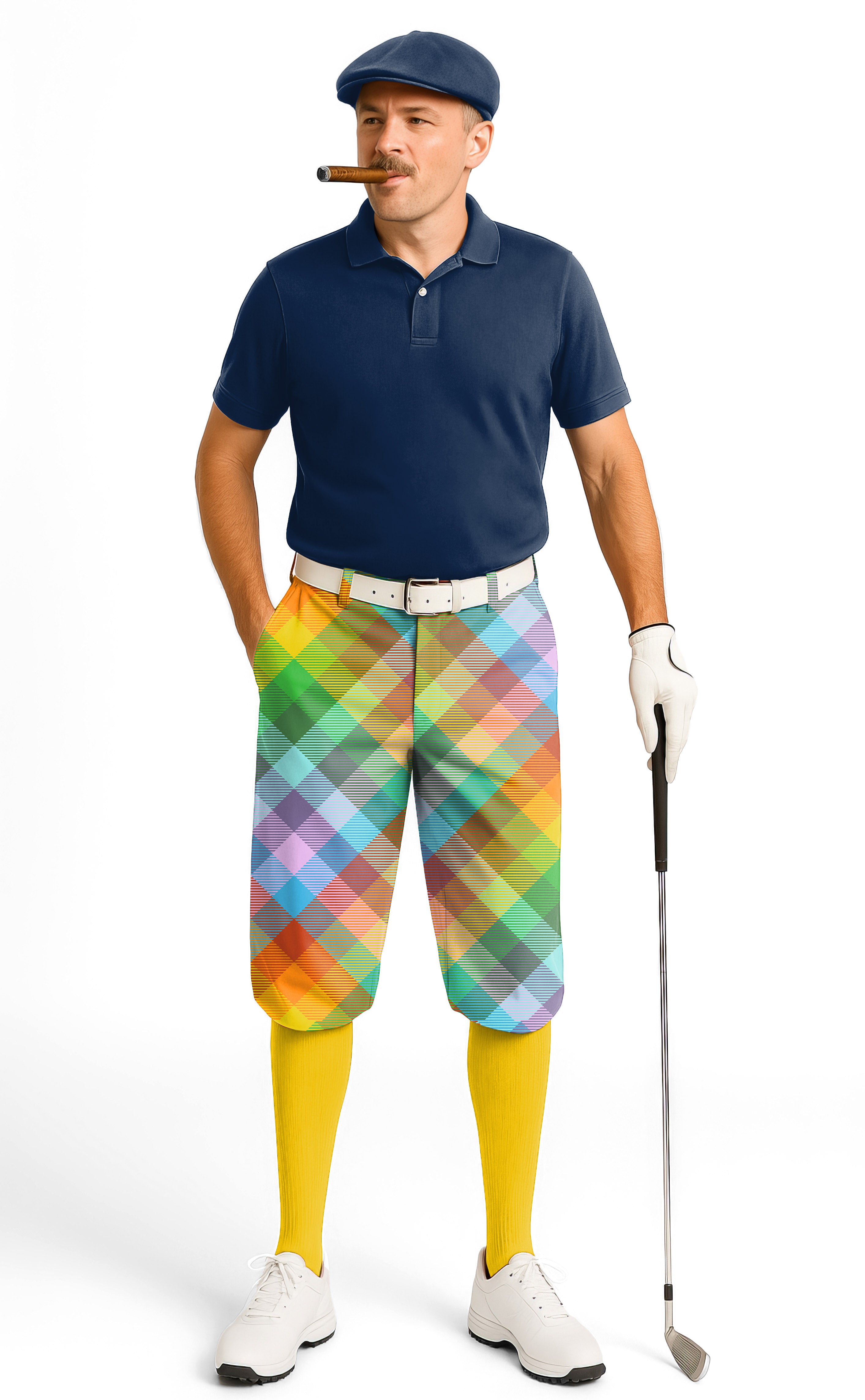 Rainbow diagonal grid-Men's Golf Knickers Pants