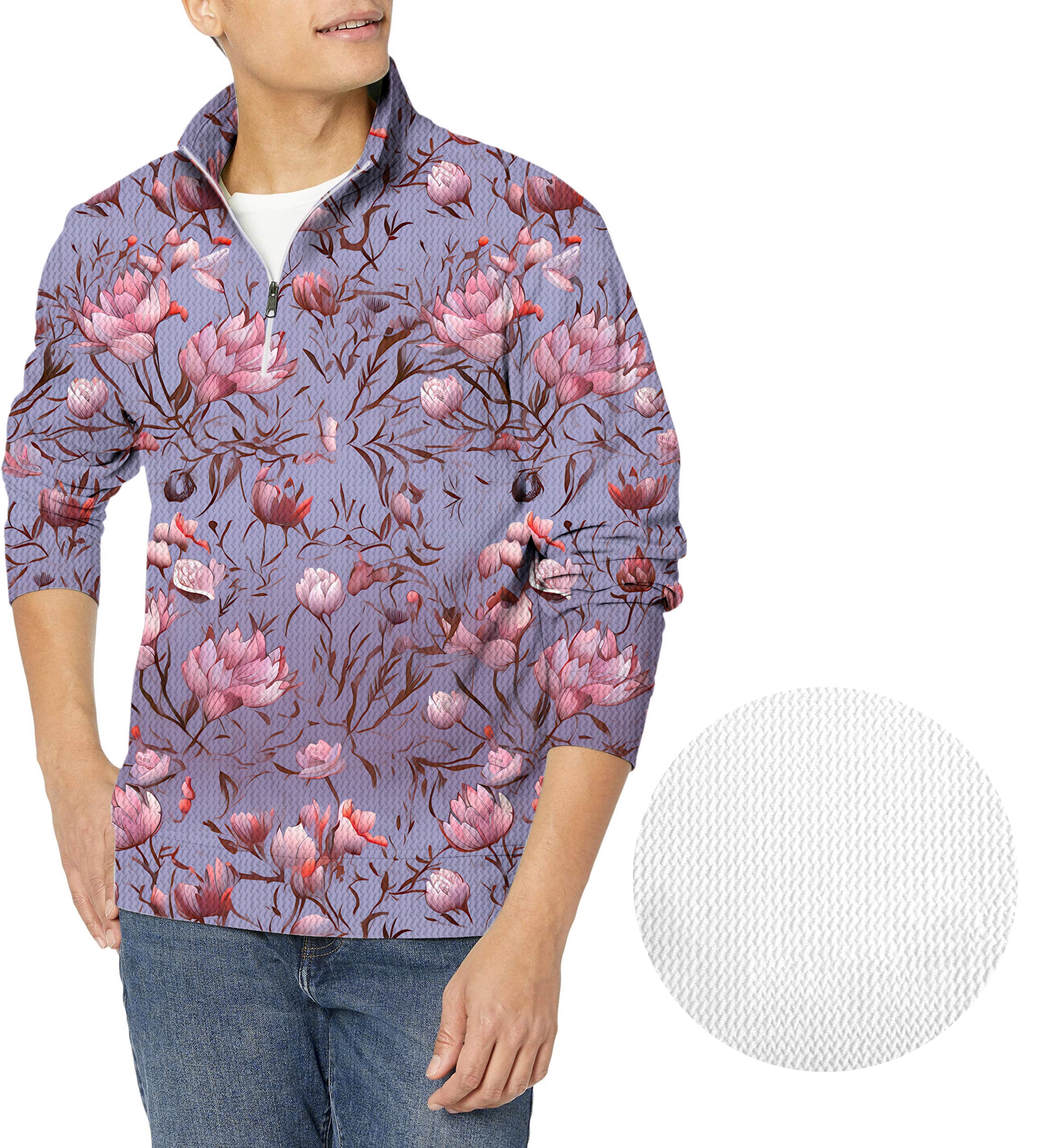 Cherry blossoms-Men's Golf Waffle Zipper Pullover