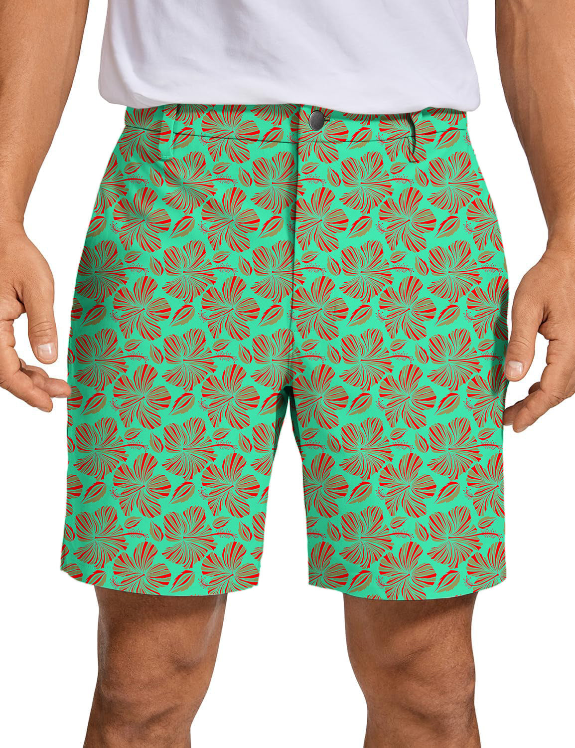 Men's GREEN FLOWERS Golf Shorts