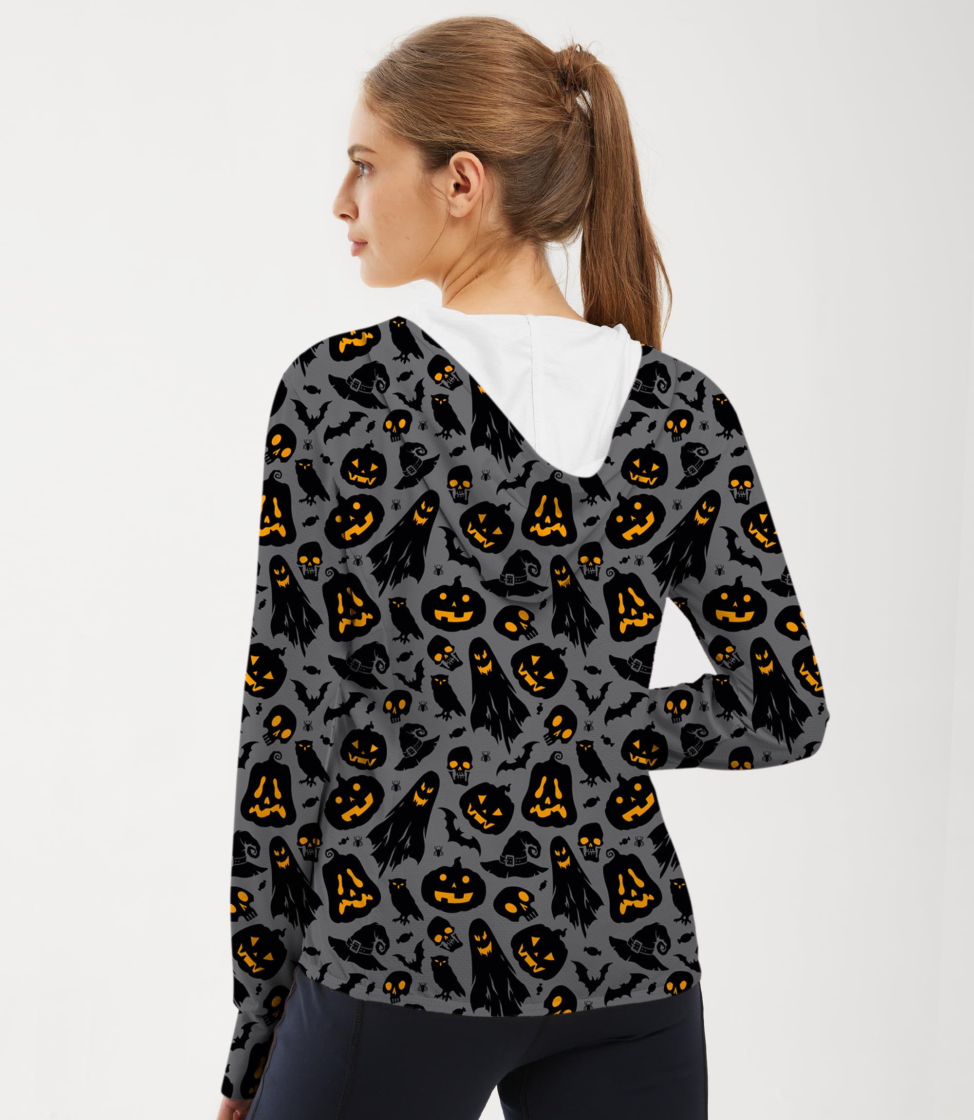 Women's Outdoor Spooky Halloween Golf Sun Protection Slim Fit zip hoodies