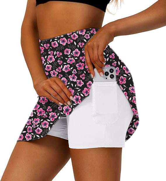 Women's Floral Out Golf Skirts Inner Shorts Pocket