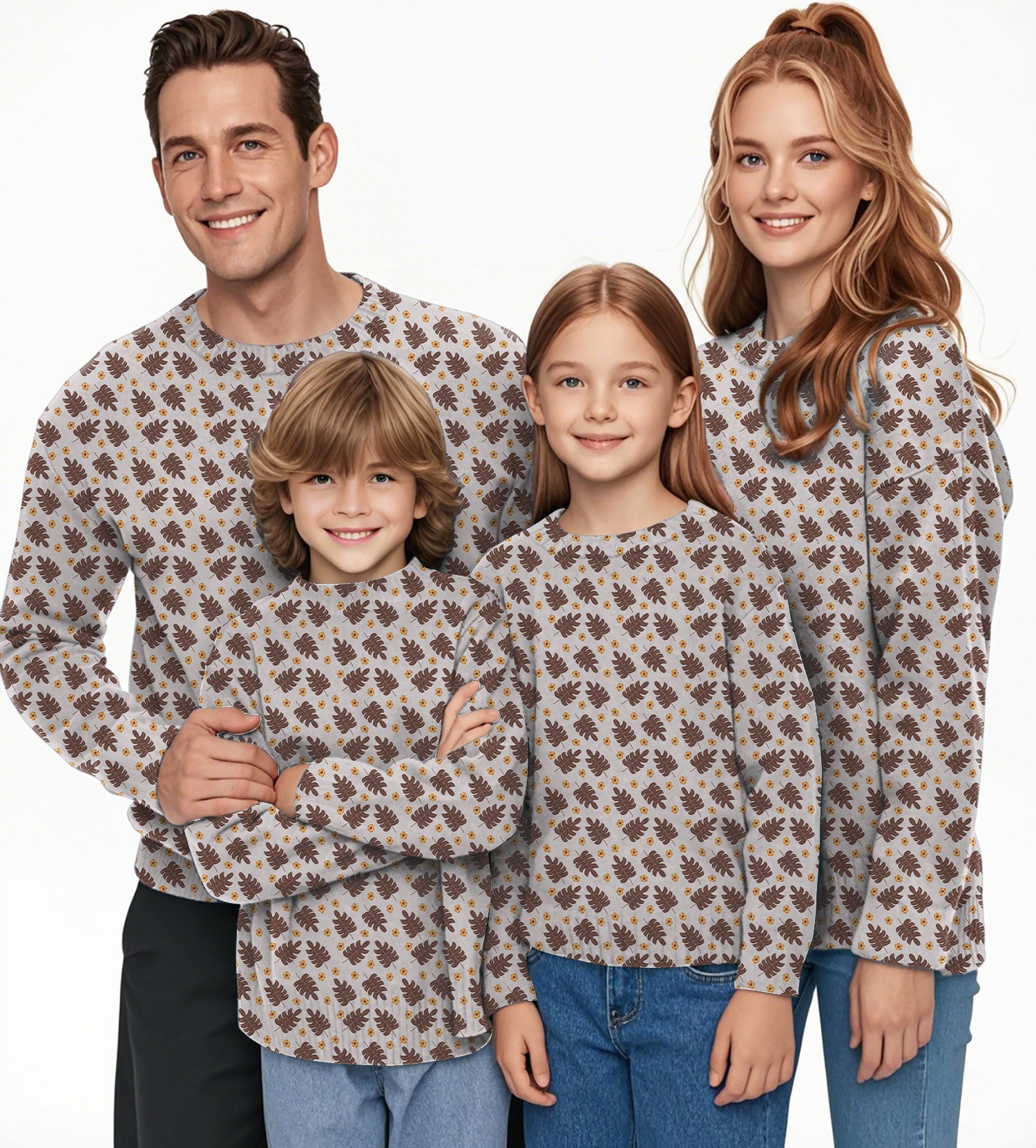 brown palm leaf Crewneck Pullover Ugly Sweater Men Women boy girl family limited edition