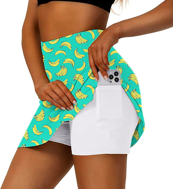 Women's Banana Summer Golf Skirts Inner Shorts Pocket