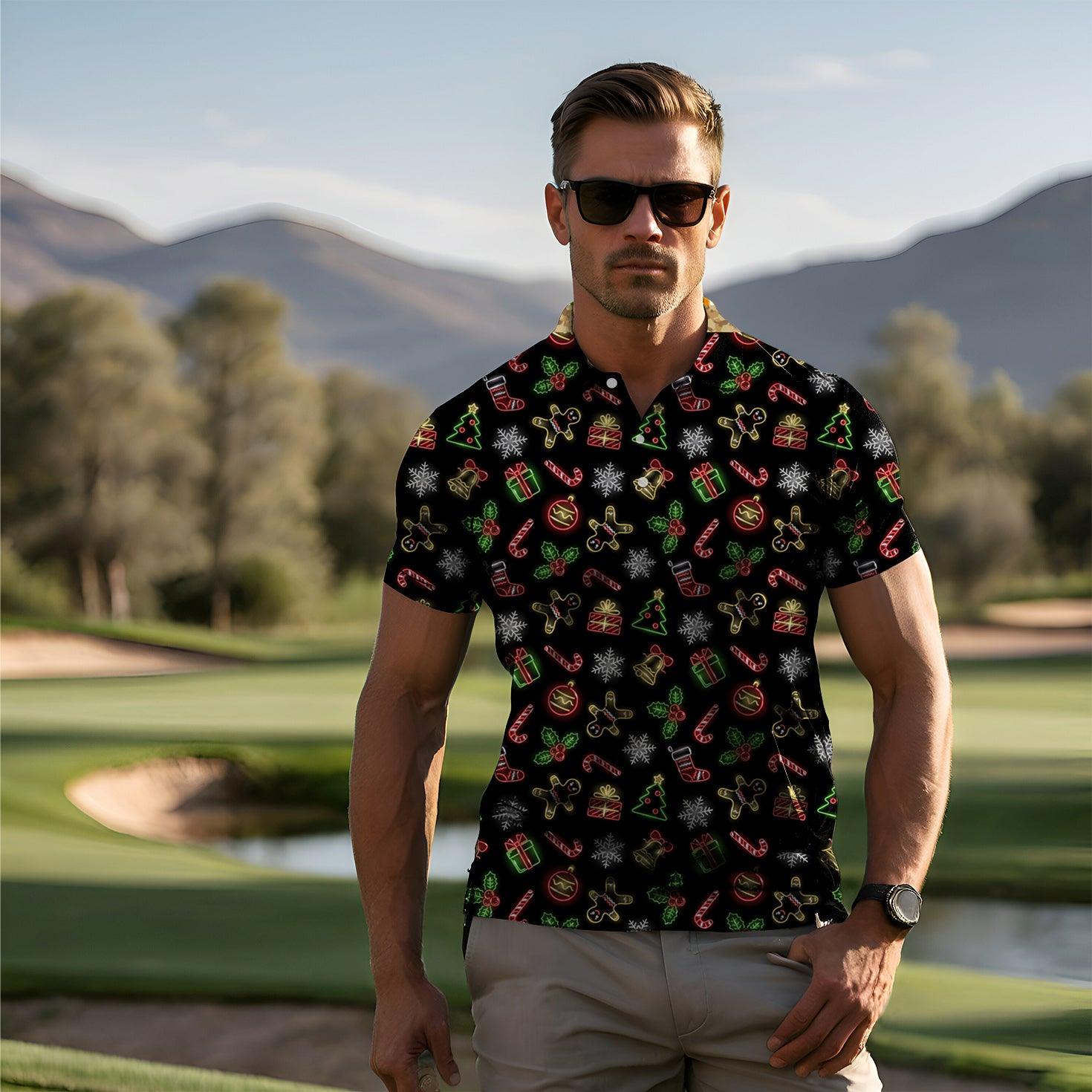 Christmas cartoon Men's golf polo