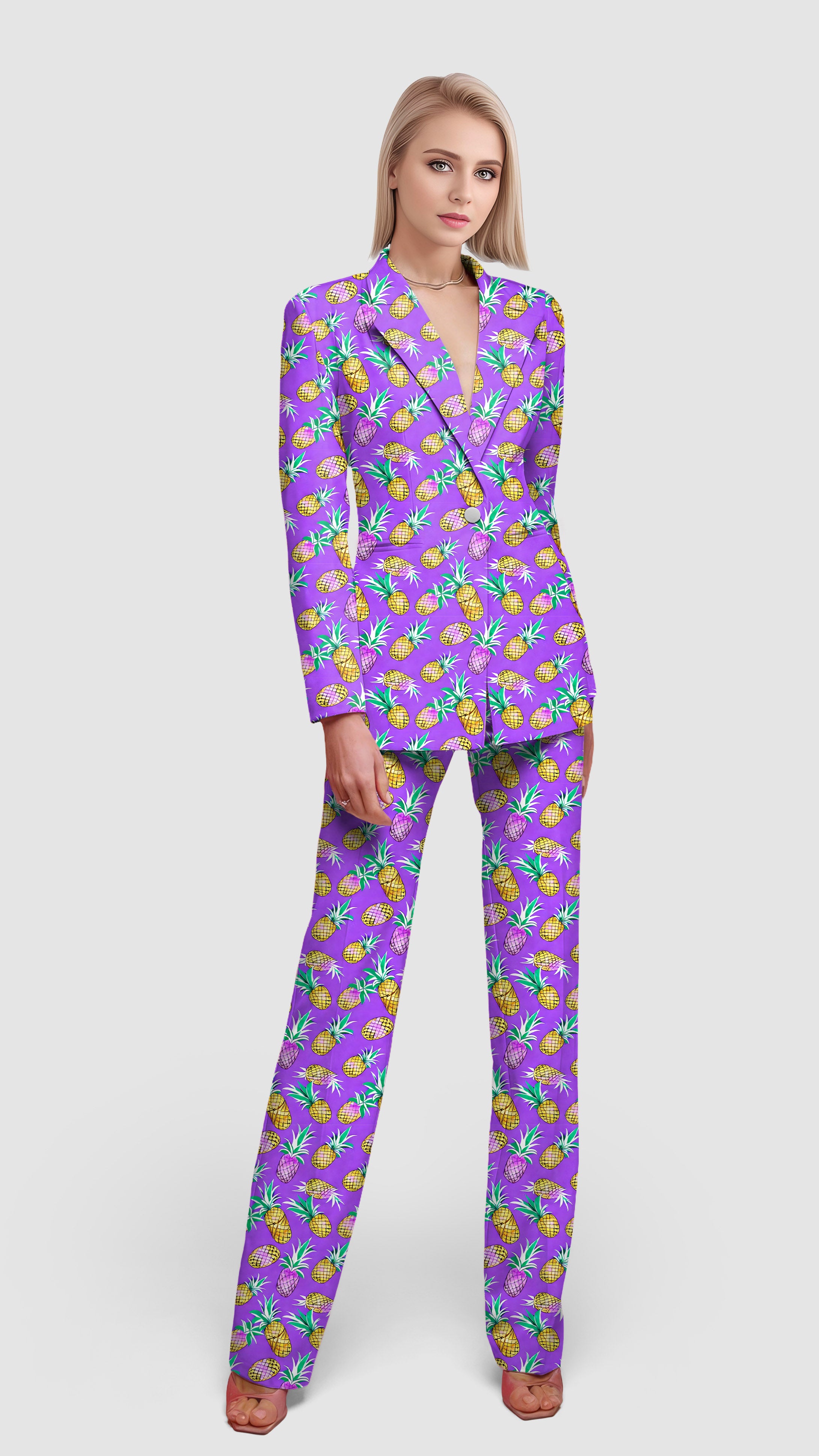 Purple Pineapple-Women's Blazer Casual Work Office Blazer Suit set
